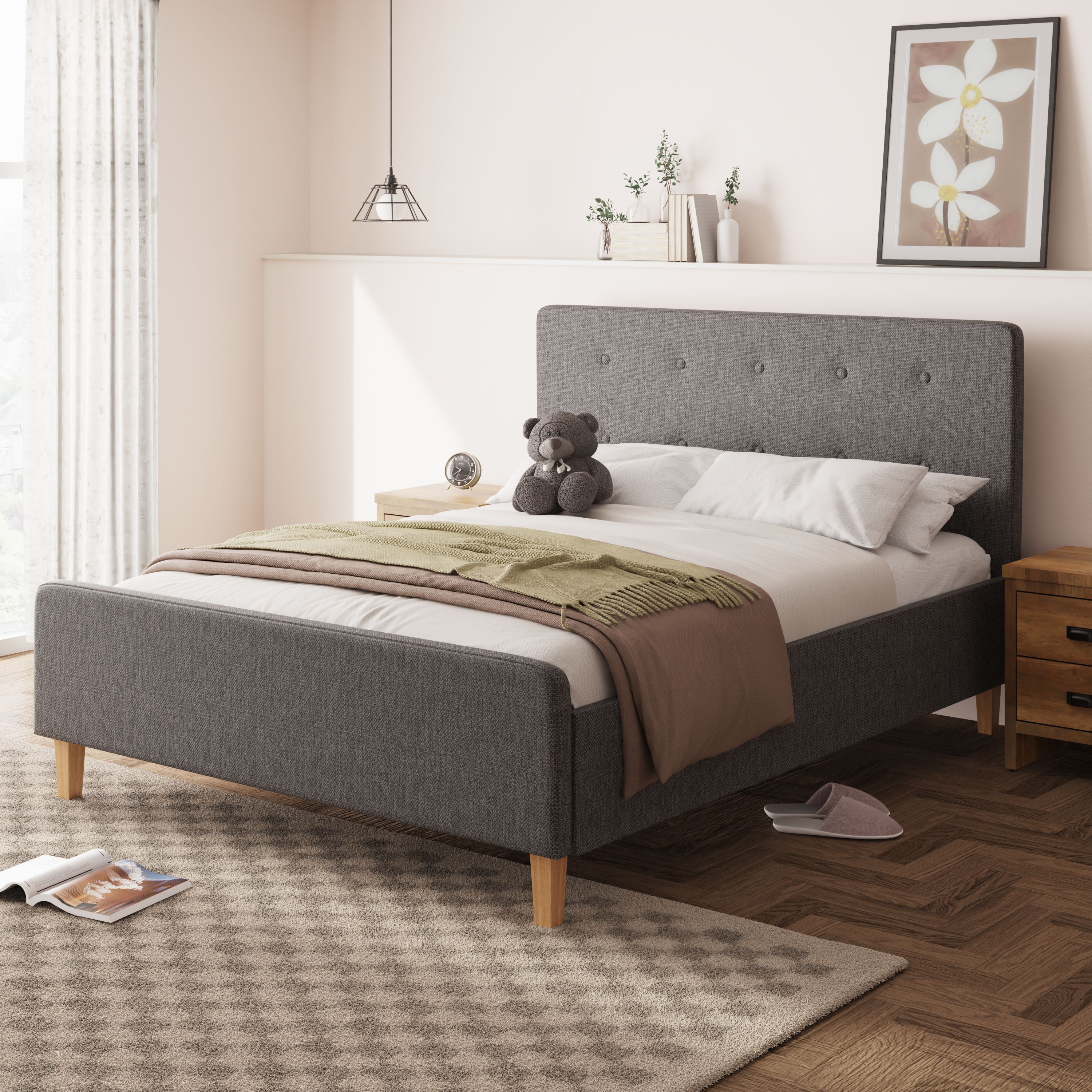 Ashbourne Kingsize Ottoman Bed Dark Grey - Campbell Craft