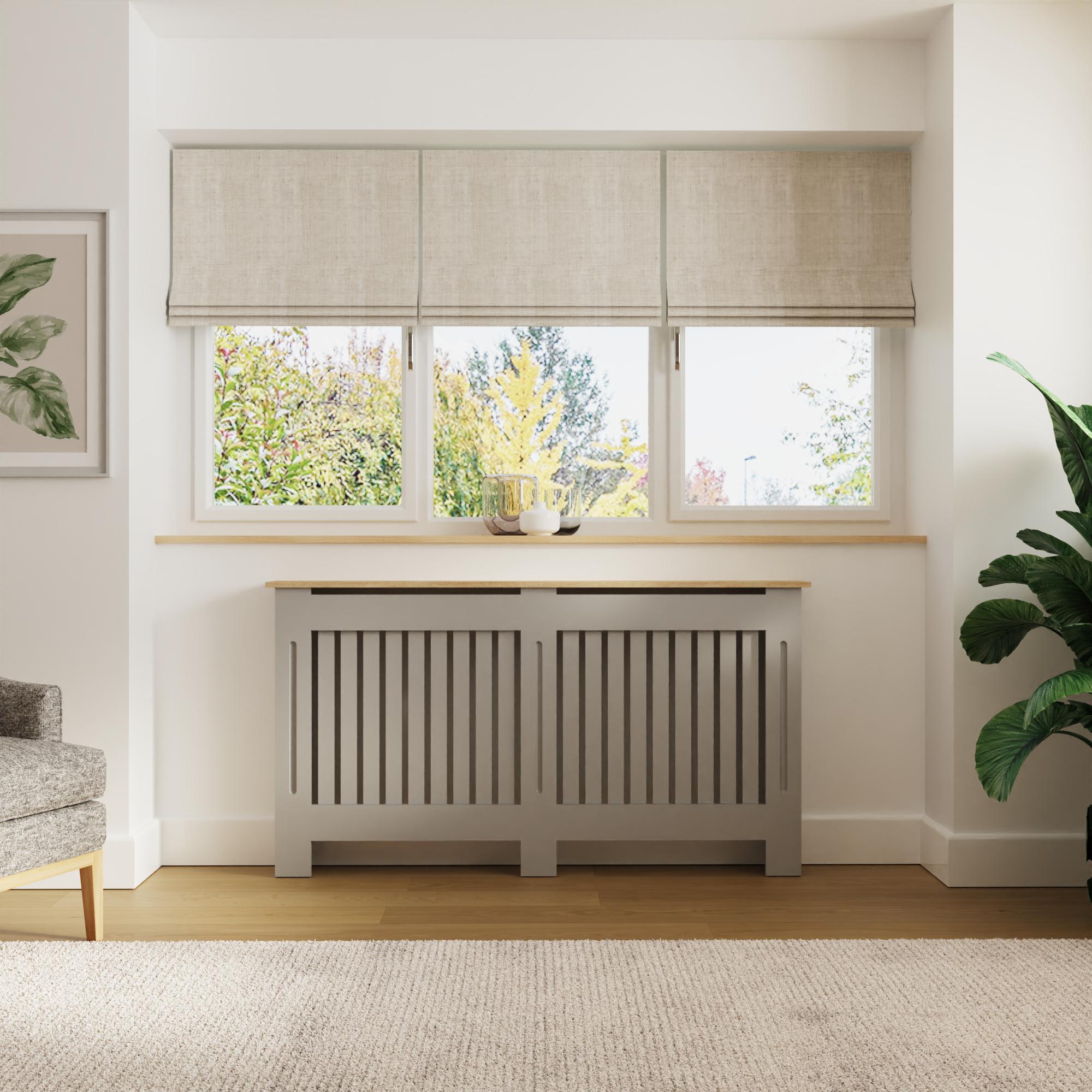 Radiator Cover - Emily Radiator Cover Large Grey and Oak - Campbell Craft