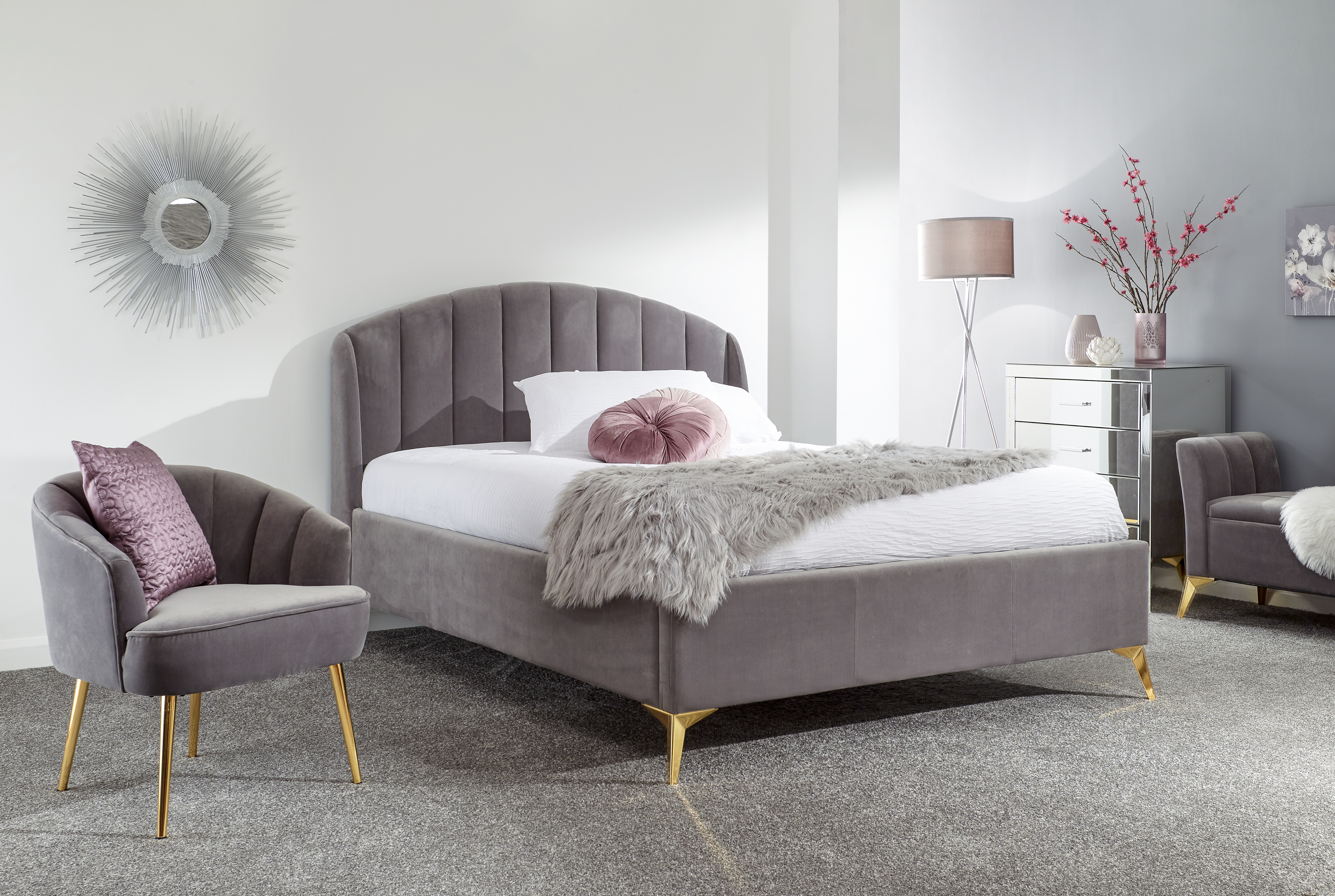 Premium Grey Pettine End Lift Ottoman Bed - Kingsize - Campbell Craft