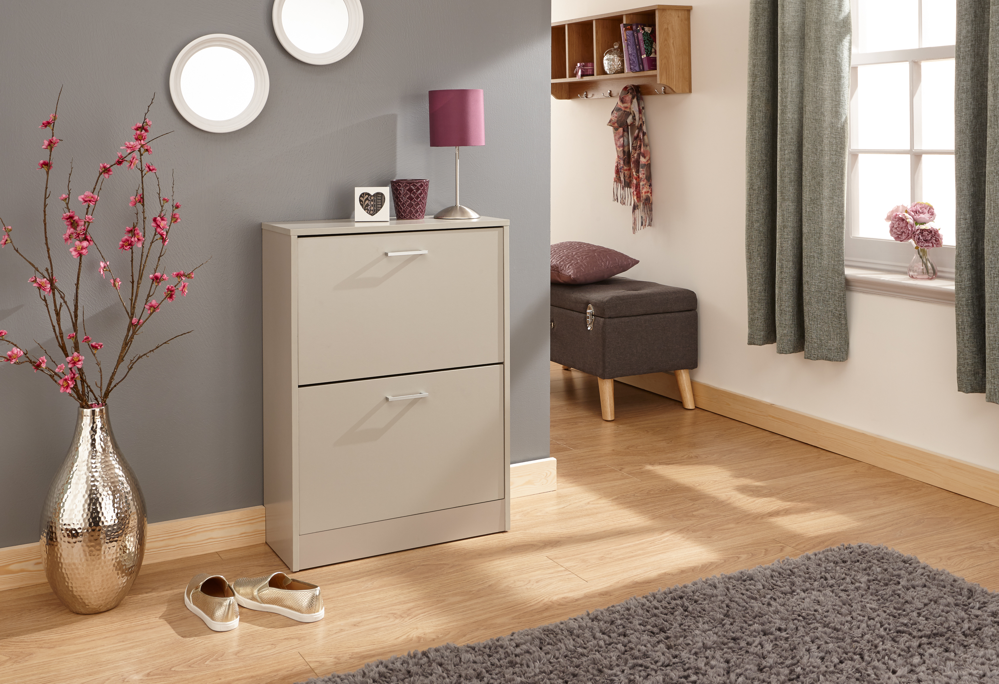 Stirling Two Tier Shoe Cabinet Grey - Campbell Craft