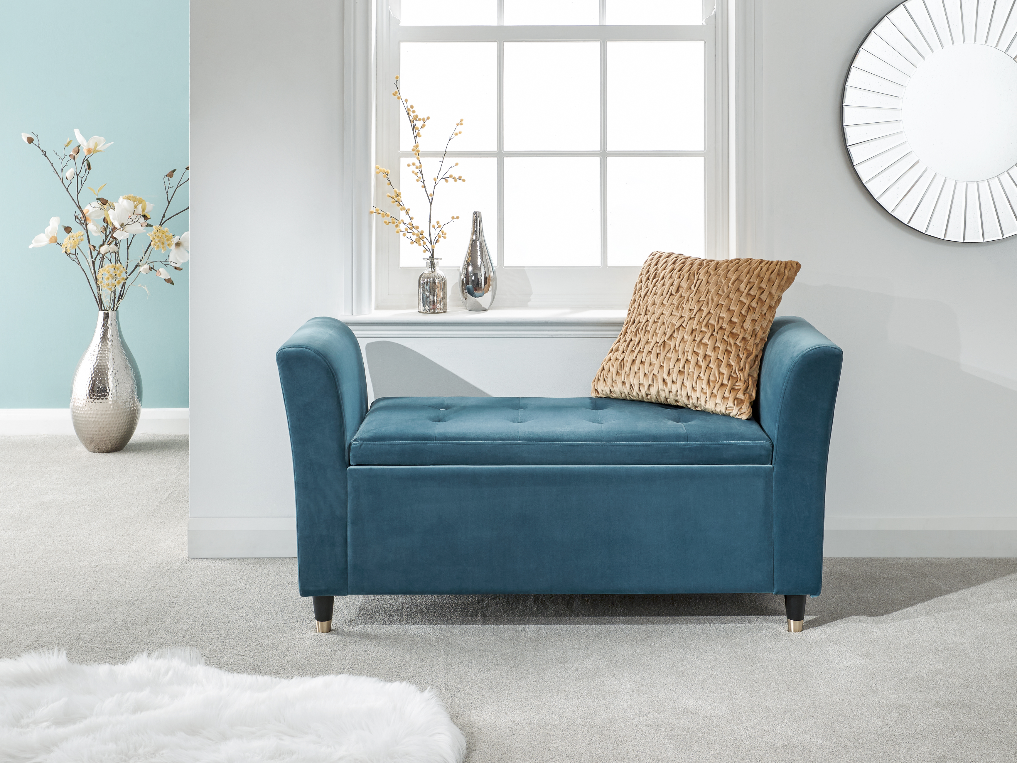 Genoa Window Seat Teal Fabric - Campbell Craft