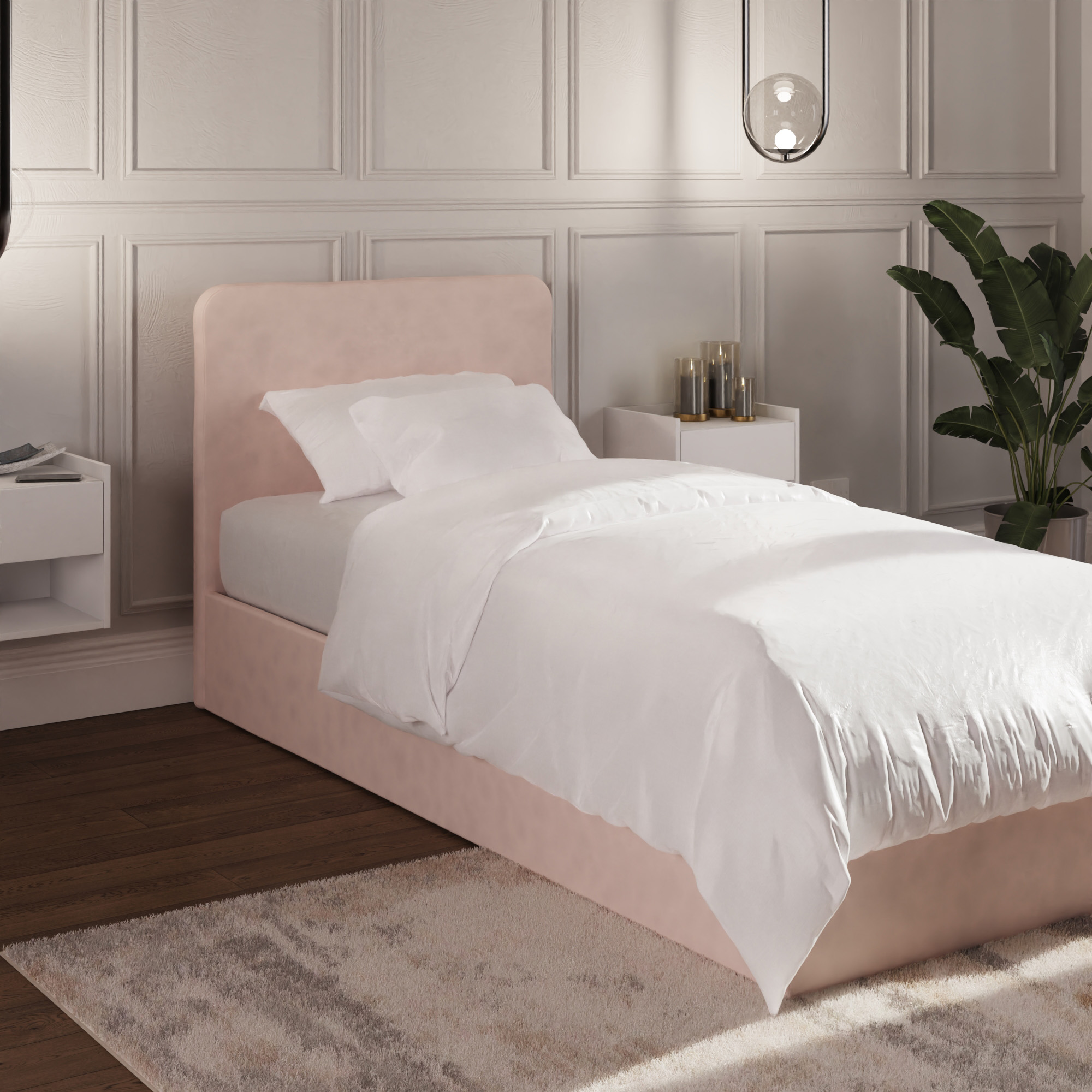 Single Bed - CHESWICK 3ft Ottoman Soft Pink - Campbell Craft