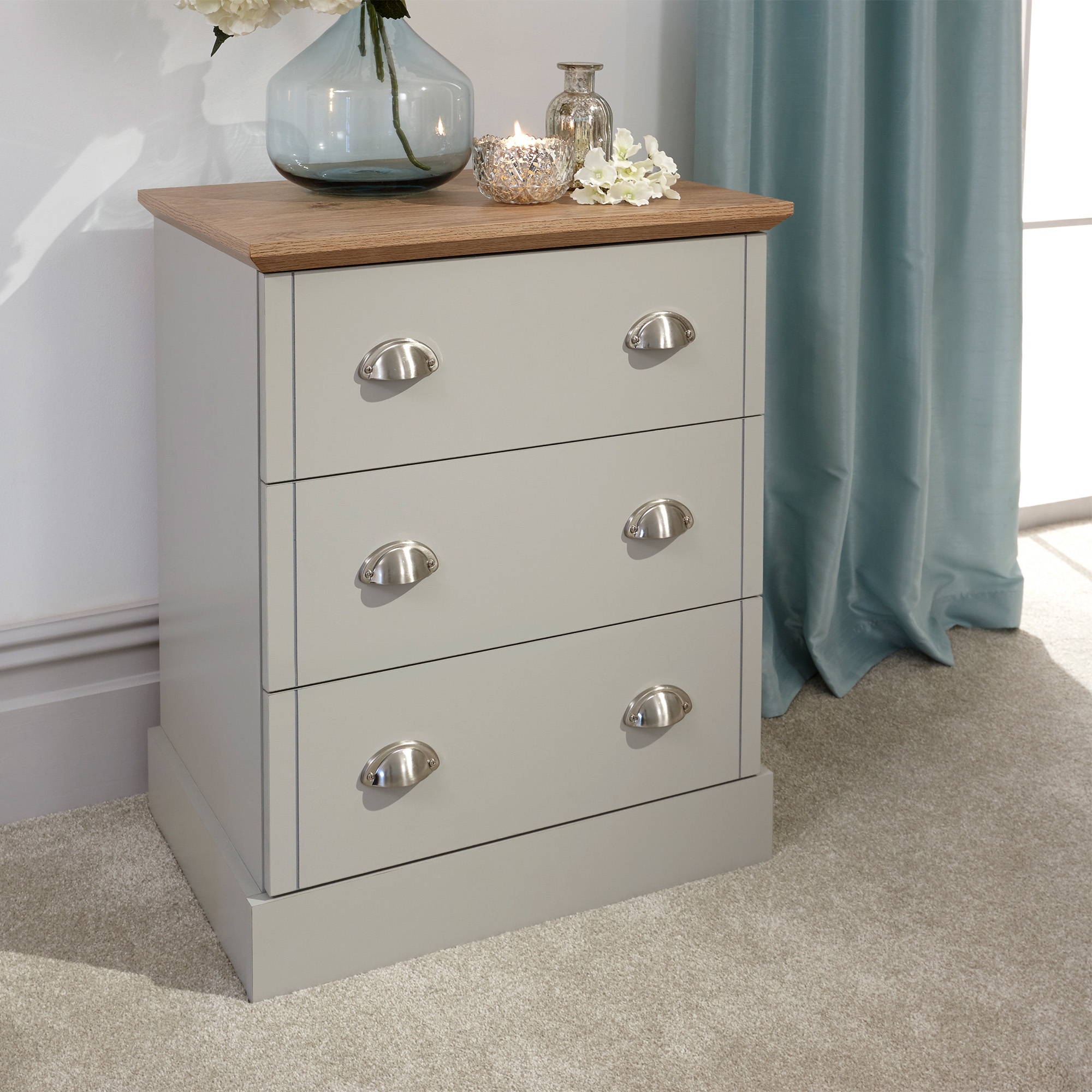 KESWICK Grey Chest of Drawers - Small-sized, 3 Drawers - Campbell Craft