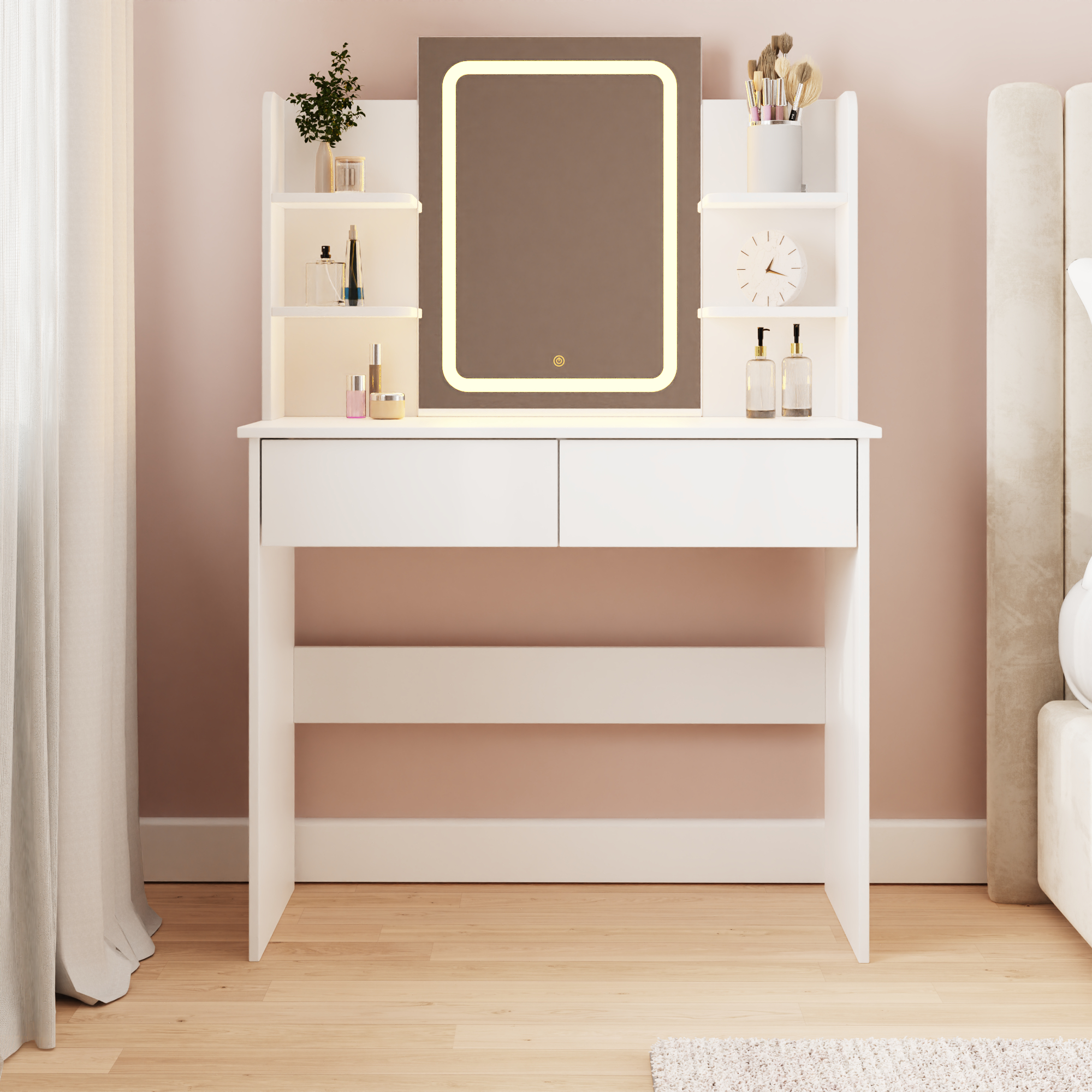 SUDIE LED Dressing Table - White - Campbell Craft