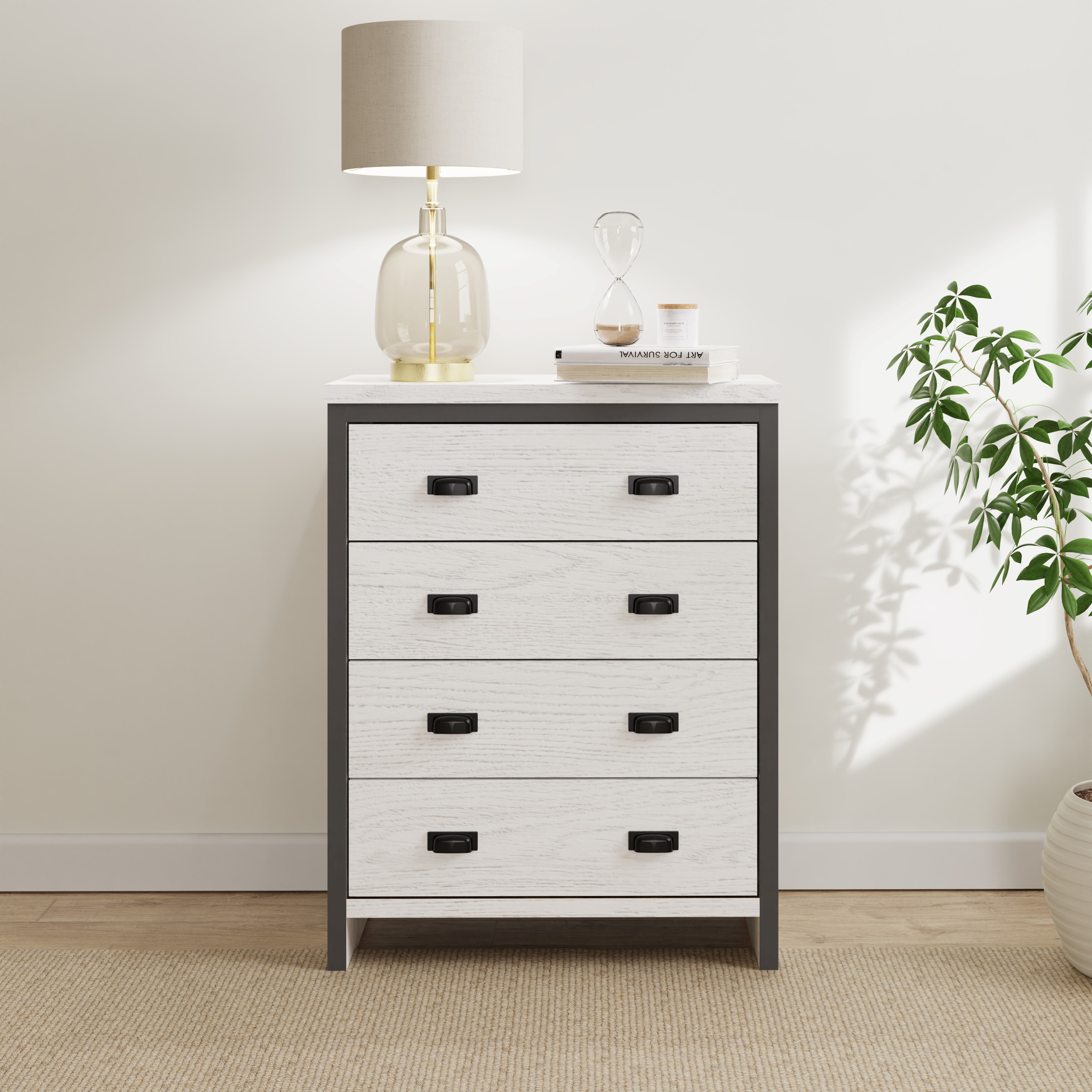 BELONA White Chest of Drawers - Medium-sized, 4 Drawers - Campbell Craft