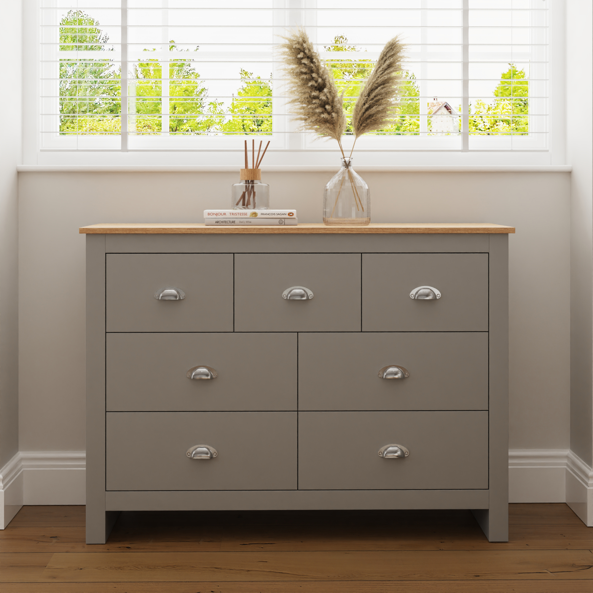 LEVIS Grey Chest of Drawers - Large-sized, 7 Drawers - Campbell Craft