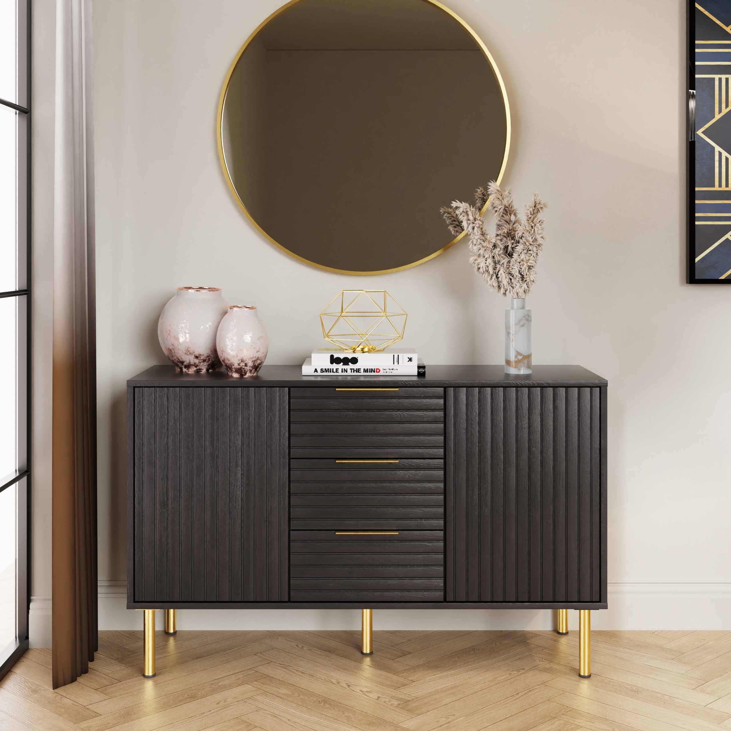 Metropolitan Bliss 3 Drawer and 2 Door Sideboard - Black - Campbell Craft