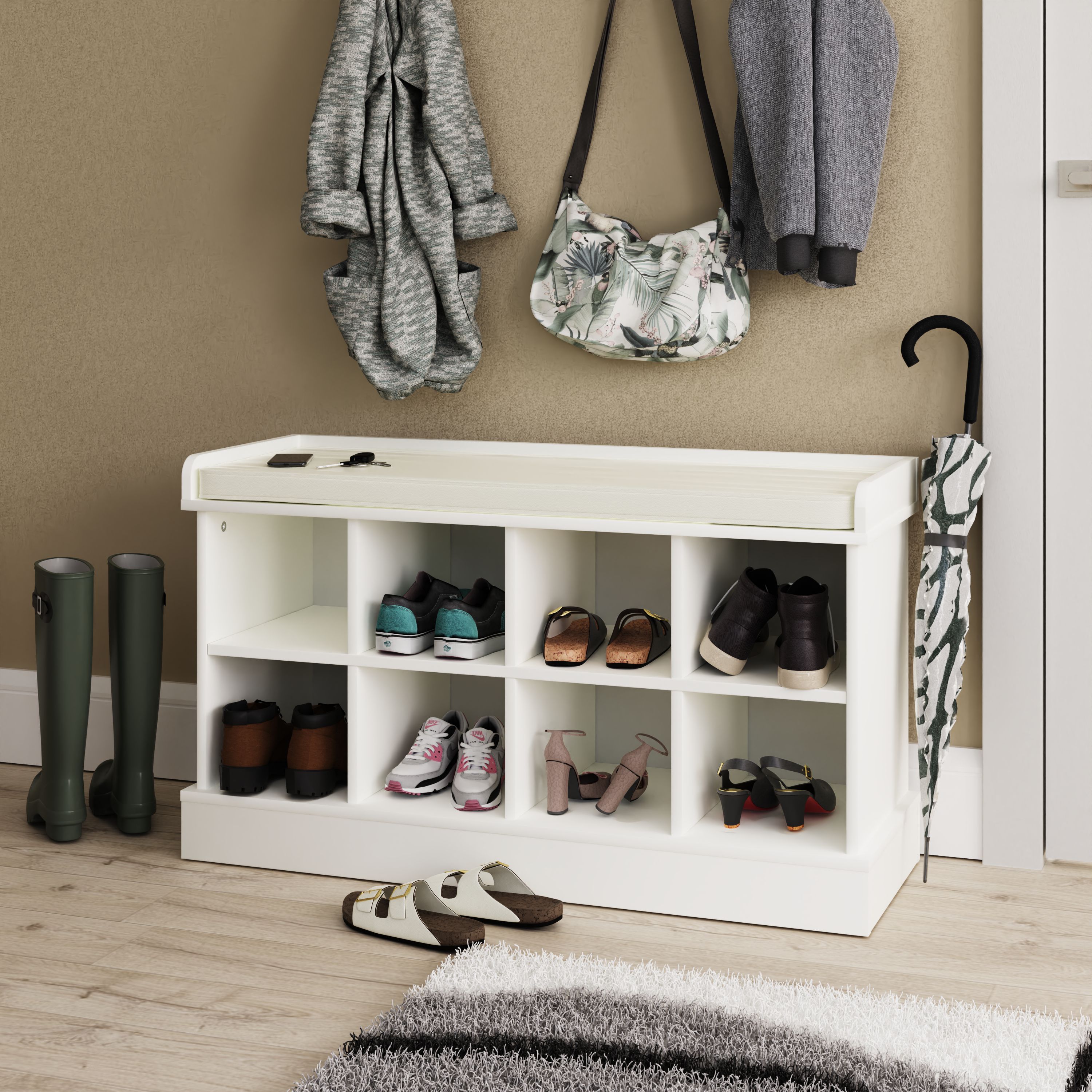 Kempton Shoe Bench White - Campbell Craft