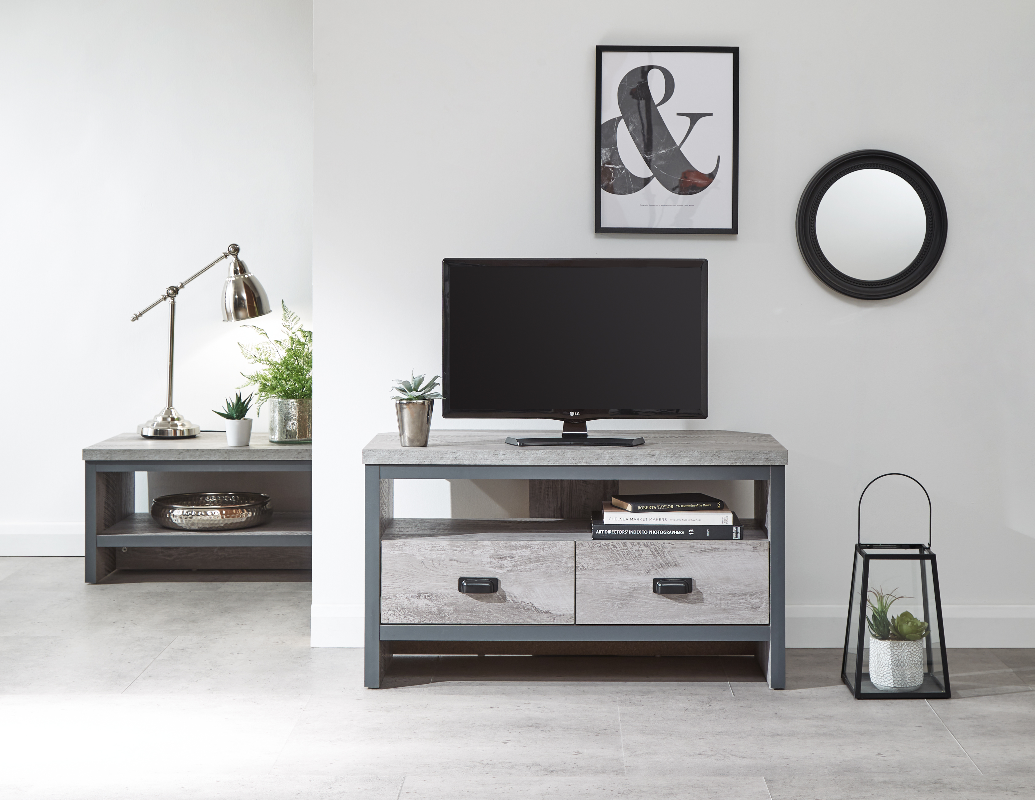Boston Corner Tv Unit Grey - Campbell Craft