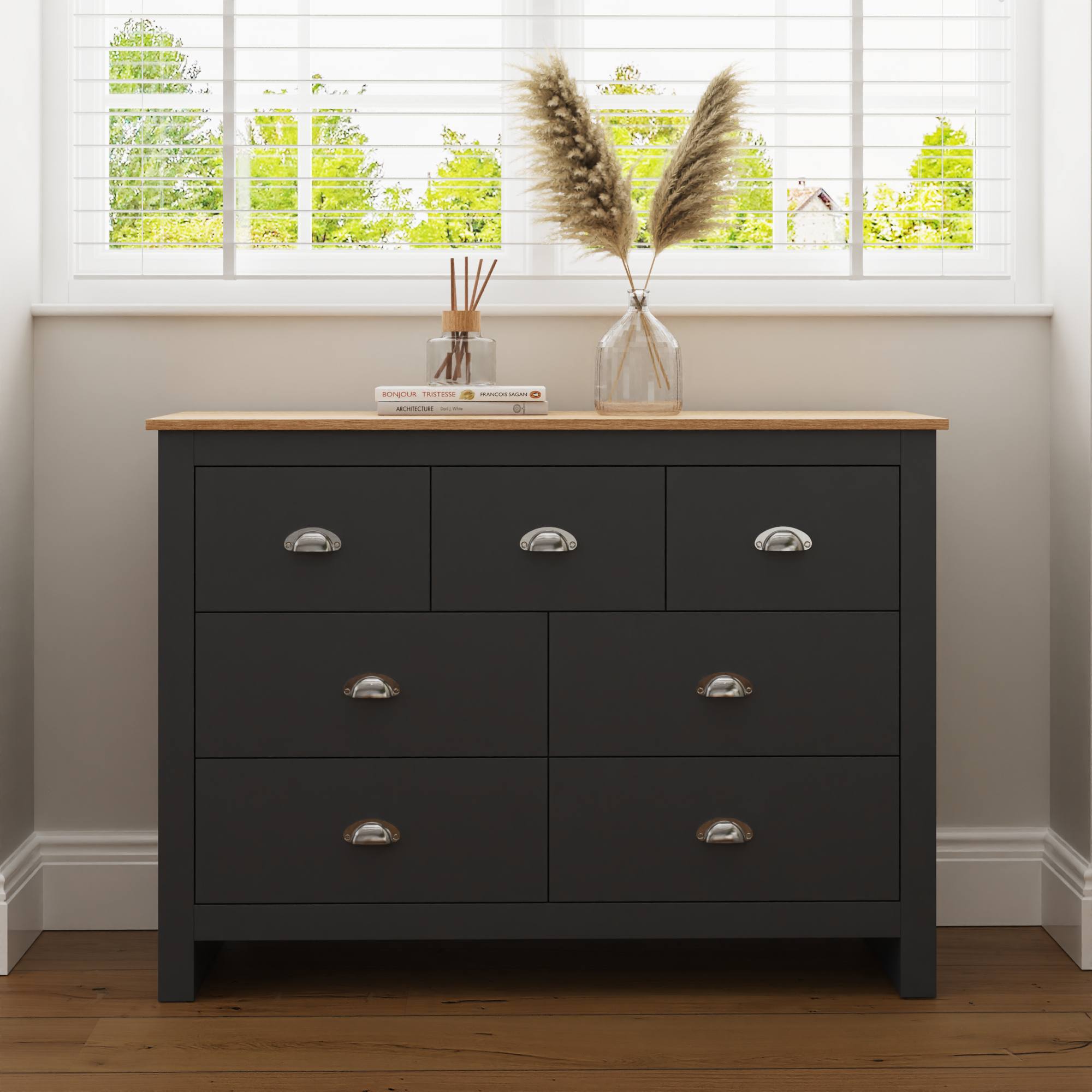 LEVIS Blue Chest of Drawers - Large-sized, 7 Drawers - Campbell Craft