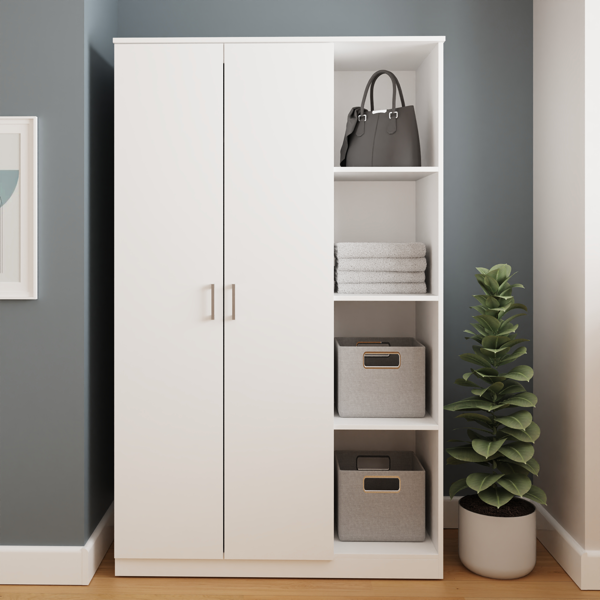 BRAIL 2 Door Wardrobe White - 101cm
