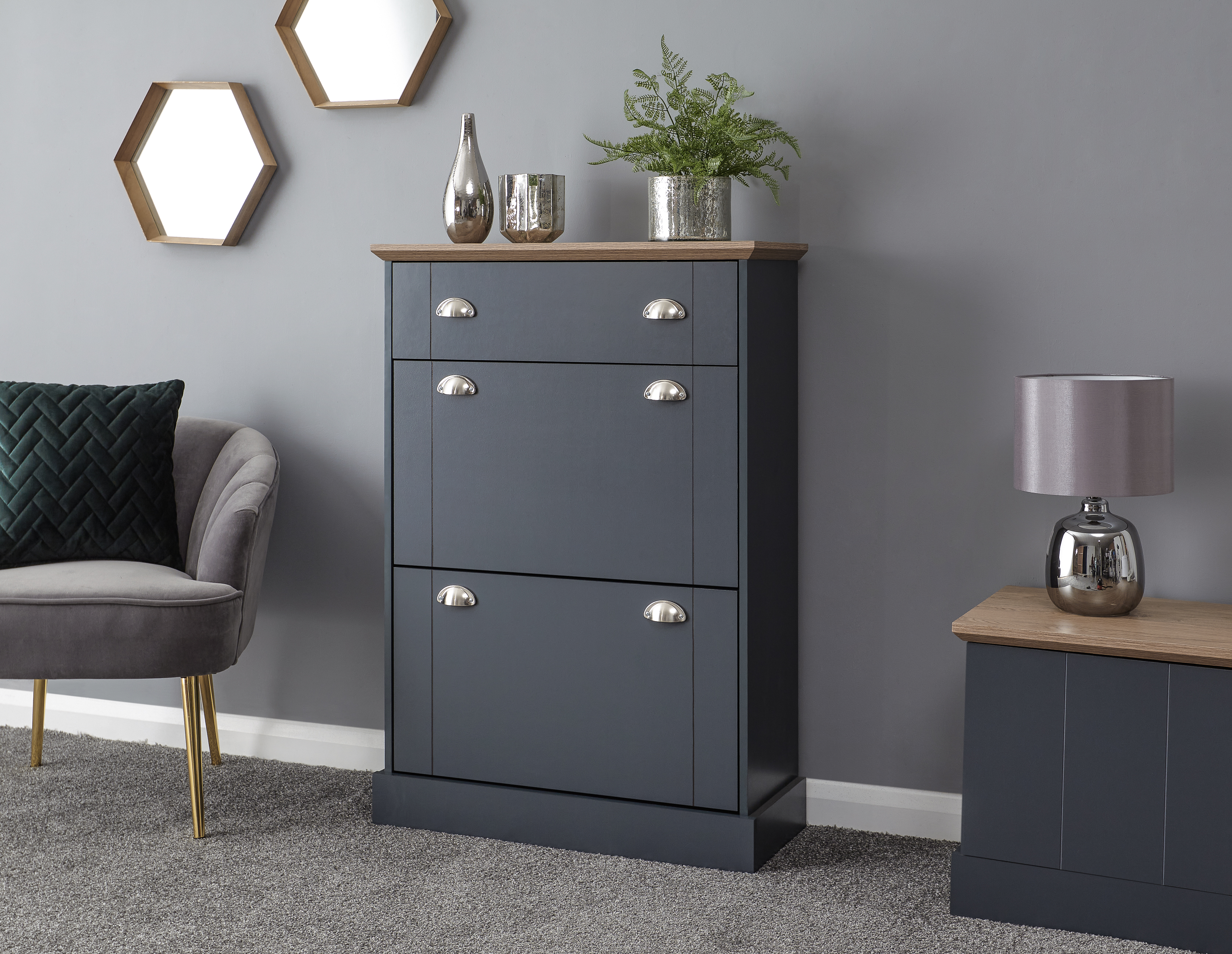 Kendal Deluxe Shoe Cabinet Slate Blue - Campbell Craft