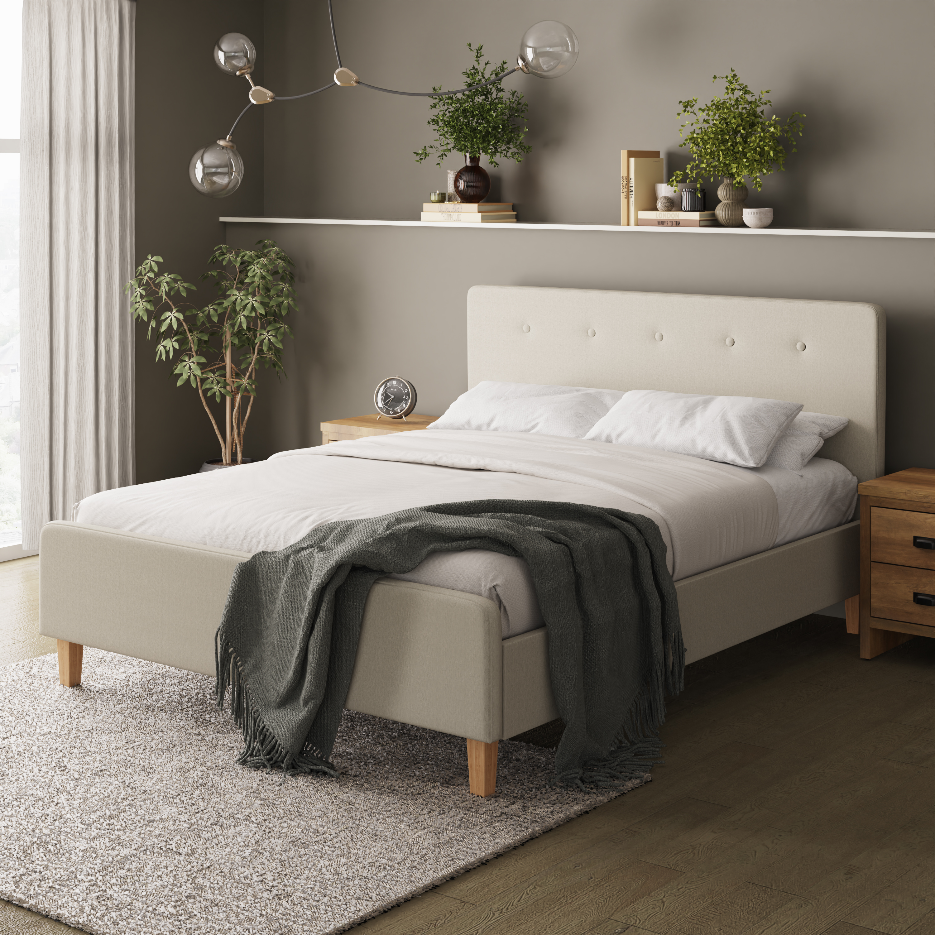 Ashbourne 5ft Kingsize Upholstered Beds - Natural - Campbell Craft
