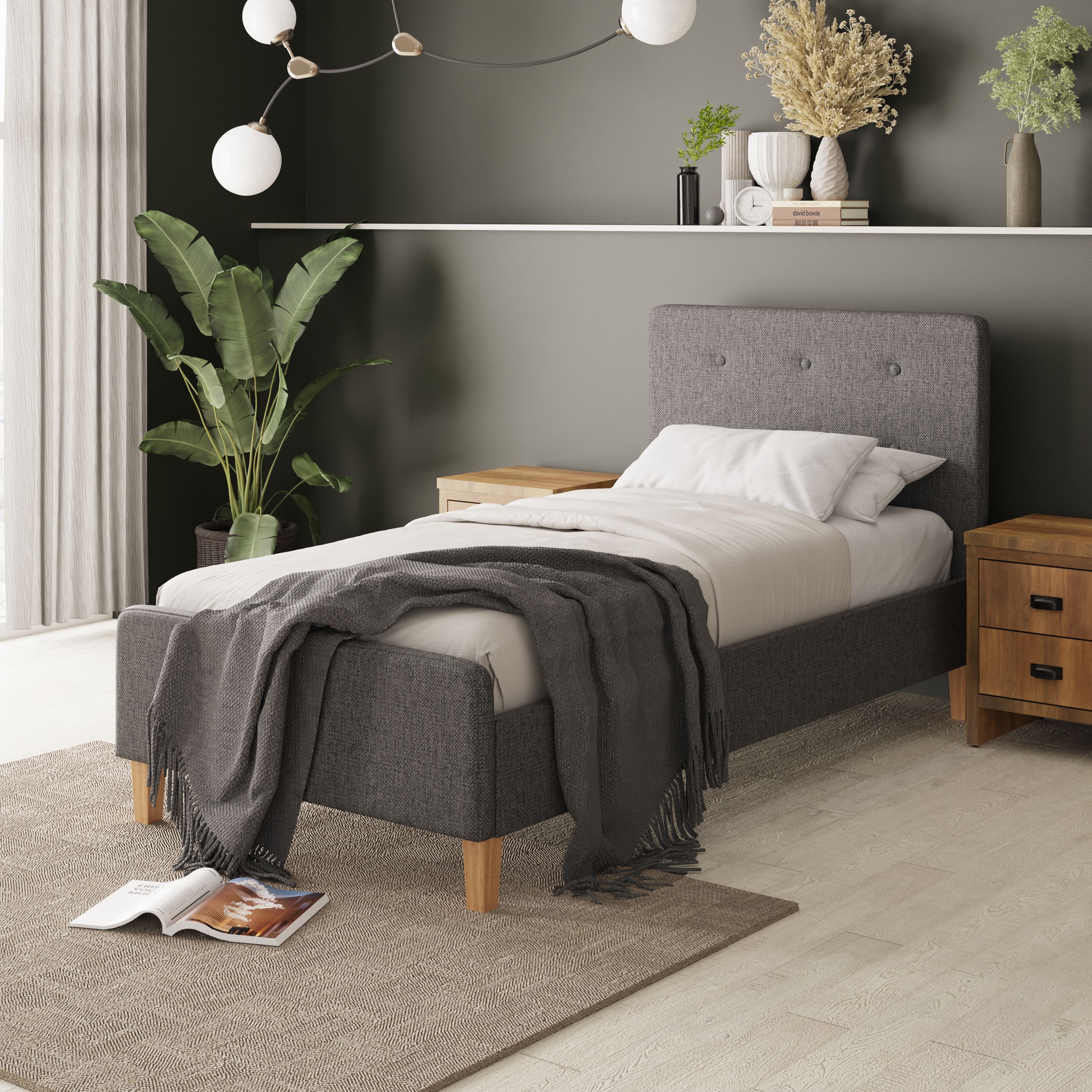 Ashbourne Single Bed 90cm Bedstead Grey - Campbell Craft