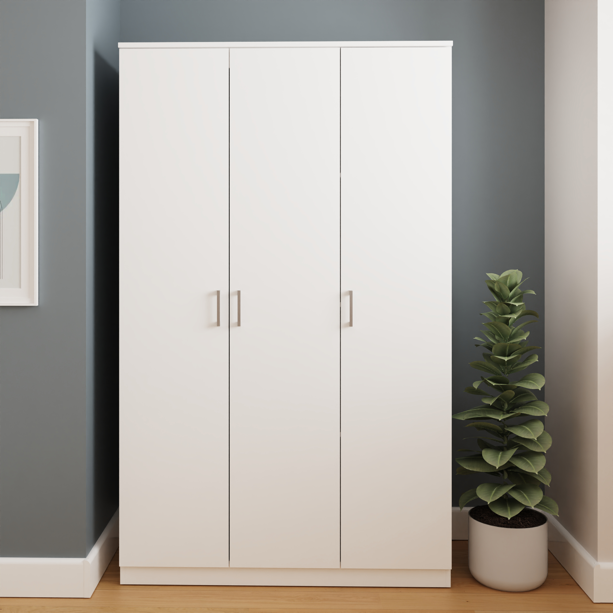 BRAIL 3 Door Wardrobe White - 101cm - Campbell Craft