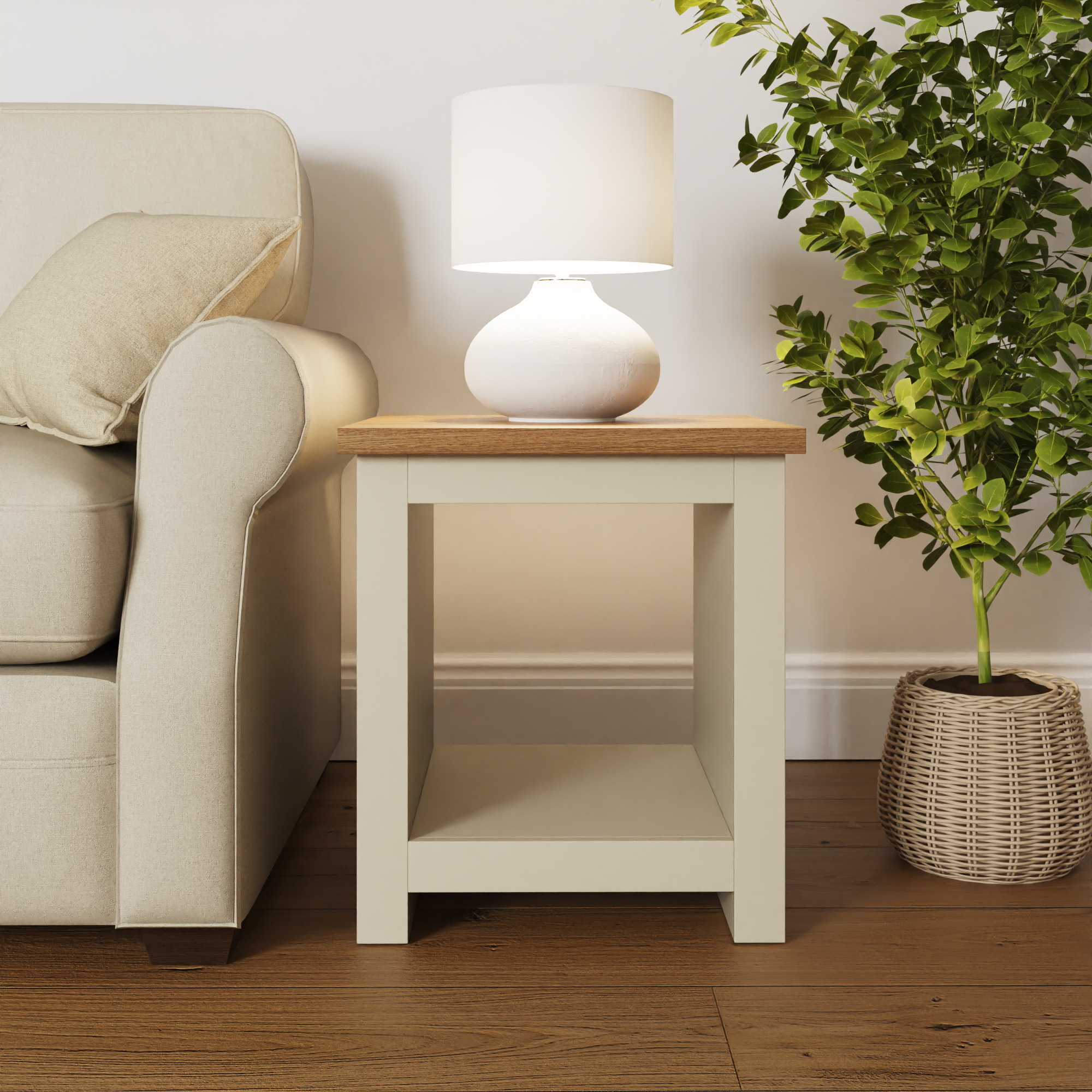 Lancaster Side Table With Shelf Cream - Campbell Craft