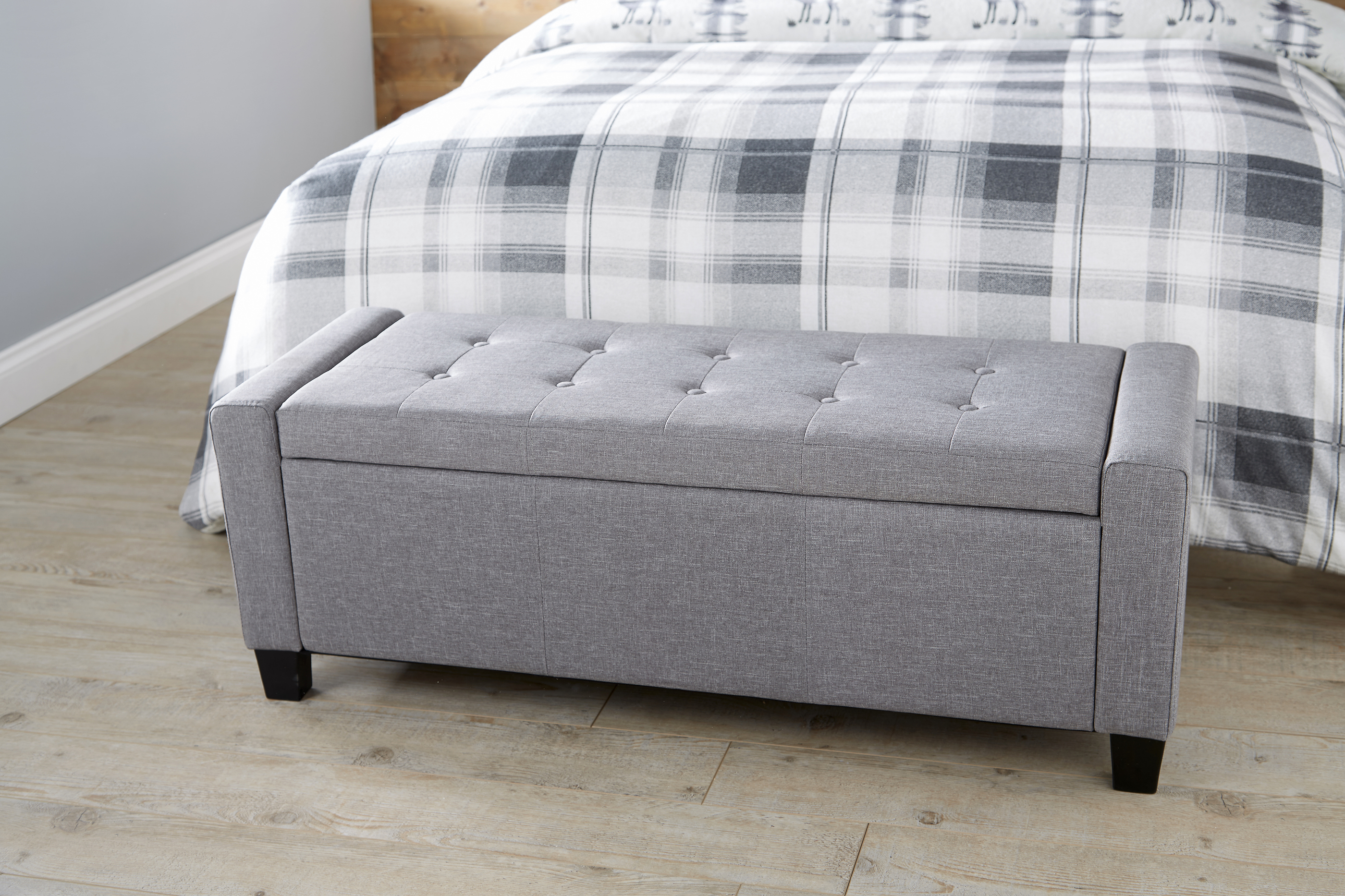 Verona Ottoman Bench Grey Fabric - Campbell Craft