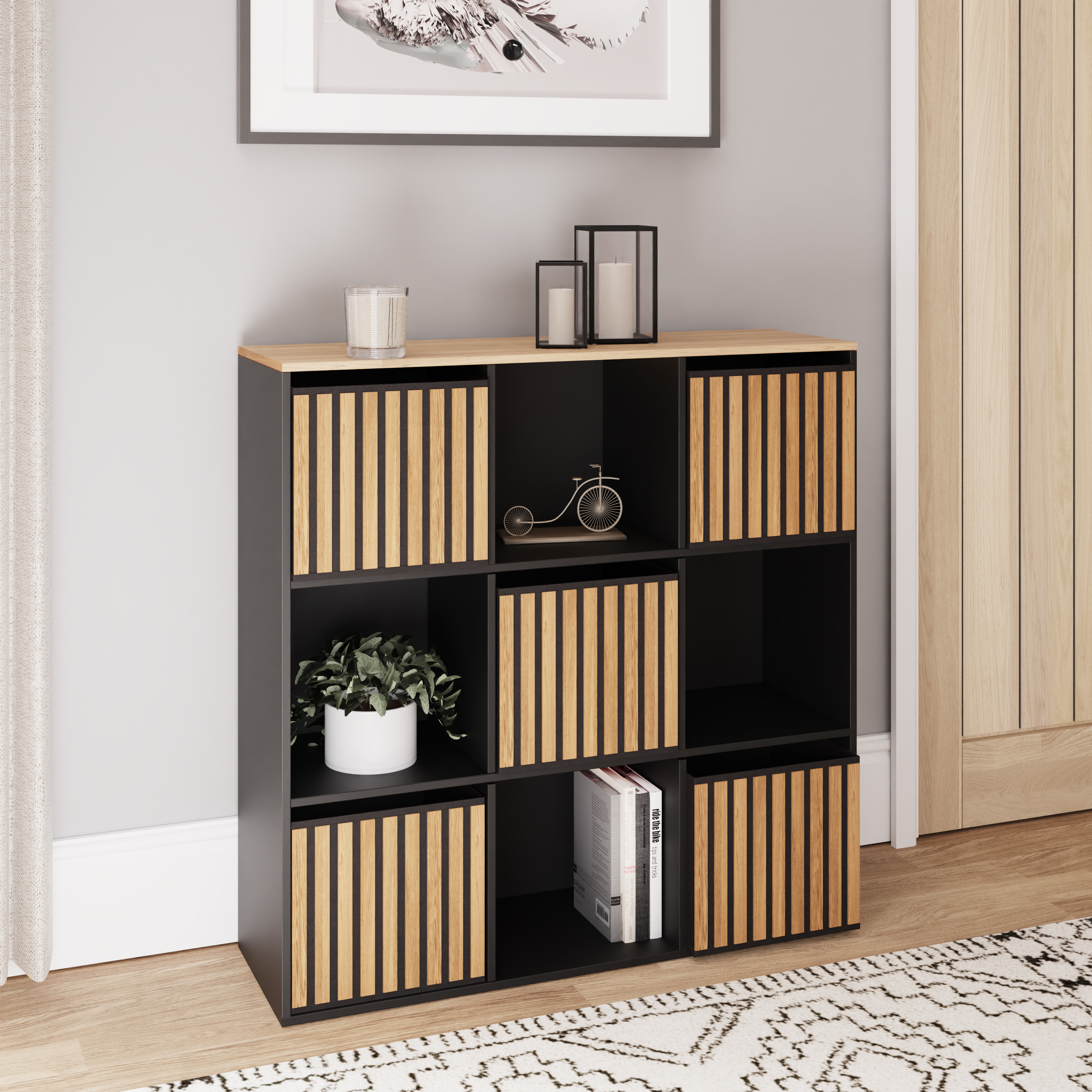 KUBIX 3X3 Storage KUBIX Black/Medium Oak - Campbell Craft