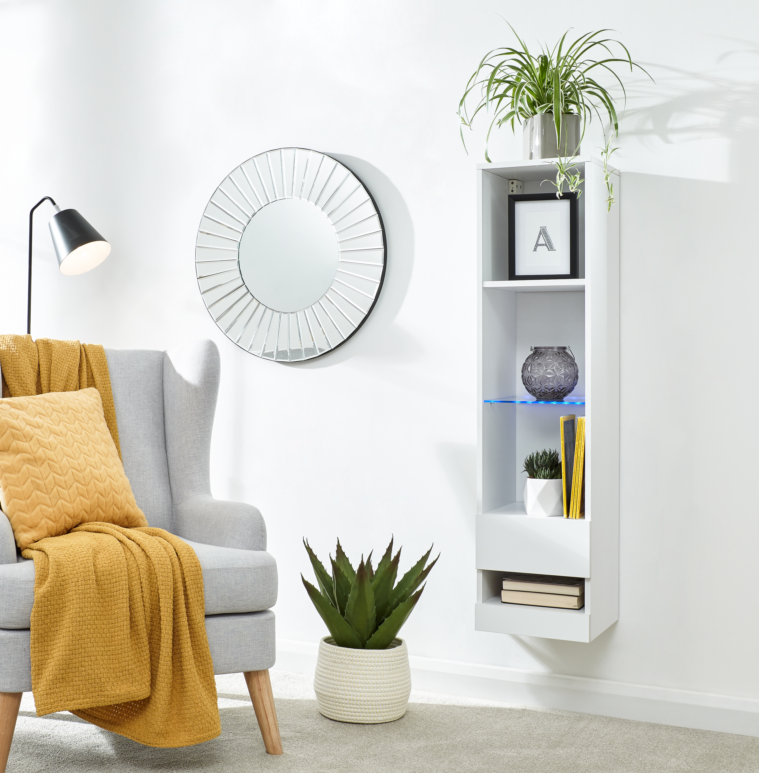Galicia Tall Shelf Unit With Led White - Campbell Craft