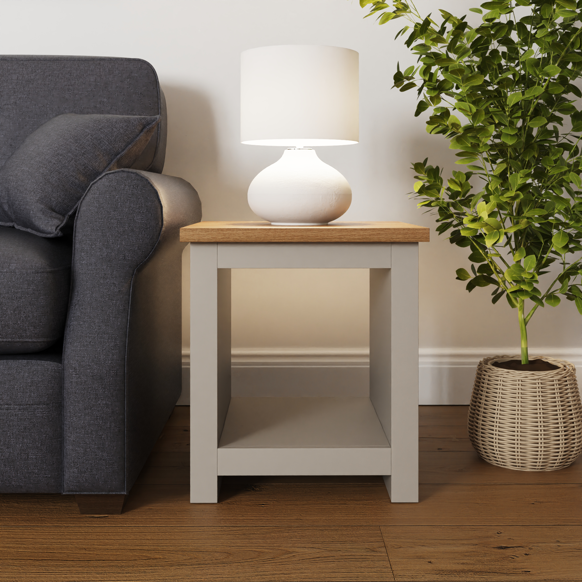 Lancaster Side Table With Shelf Grey - Campbell Craft