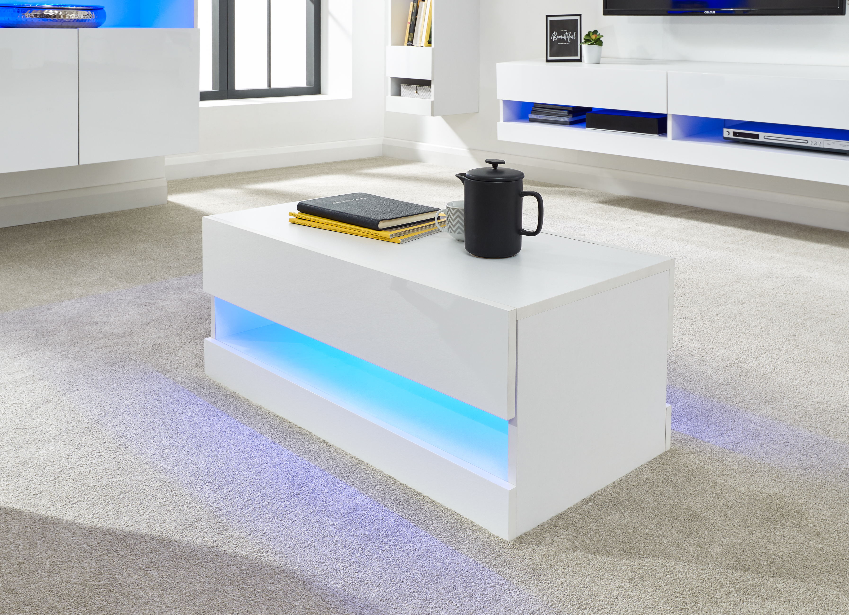 Galicia Coffee Table With Led White - Campbell Craft