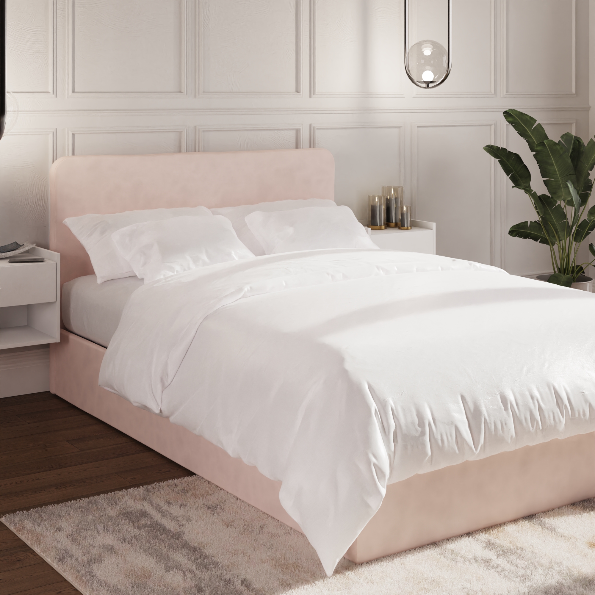 Small Double Bed - CHESWICK 4ft Ottoman Soft Pink - Campbell Craft