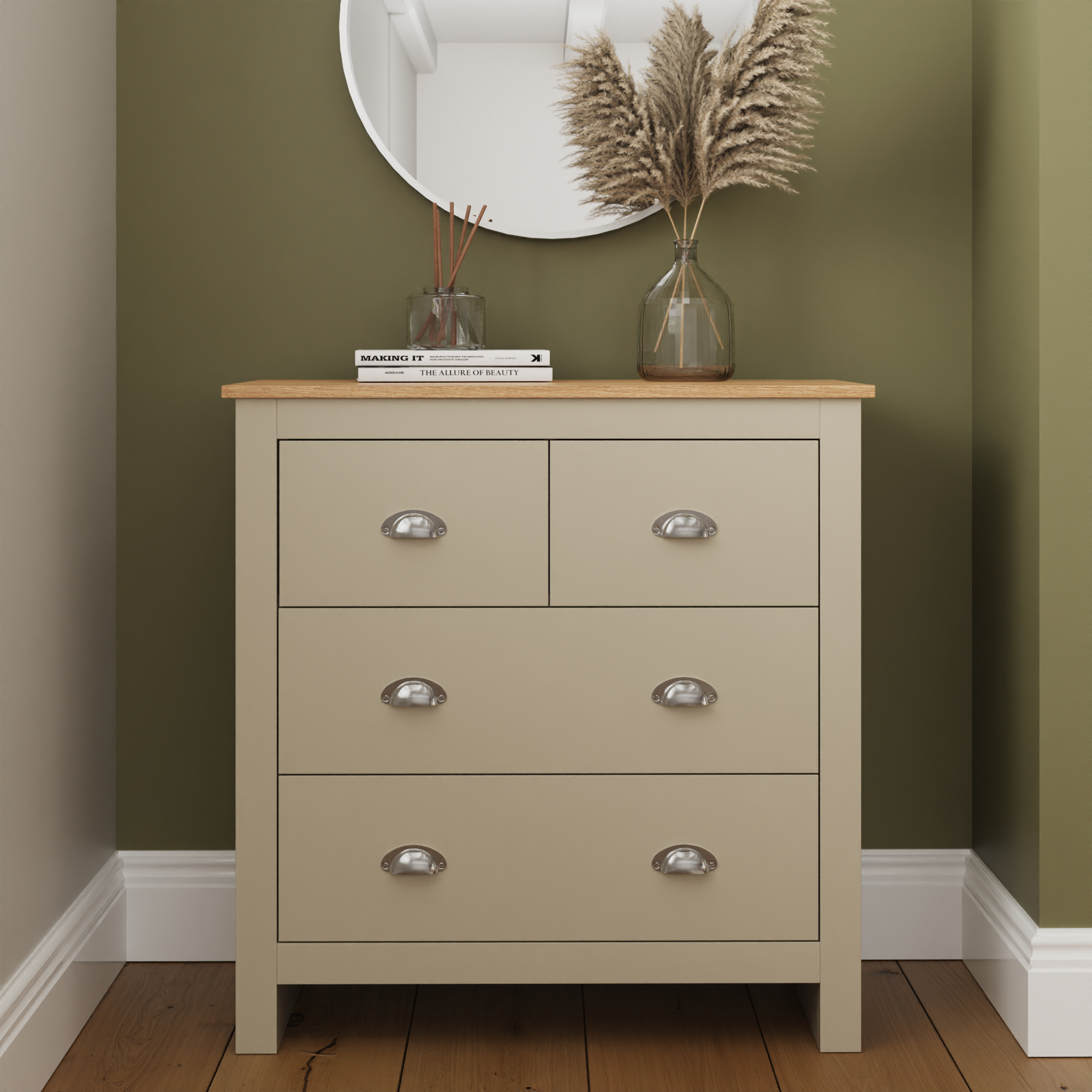 LEVIS Cream Chest of Drawers - Medium-sized, 4 Drawers - Campbell Craft