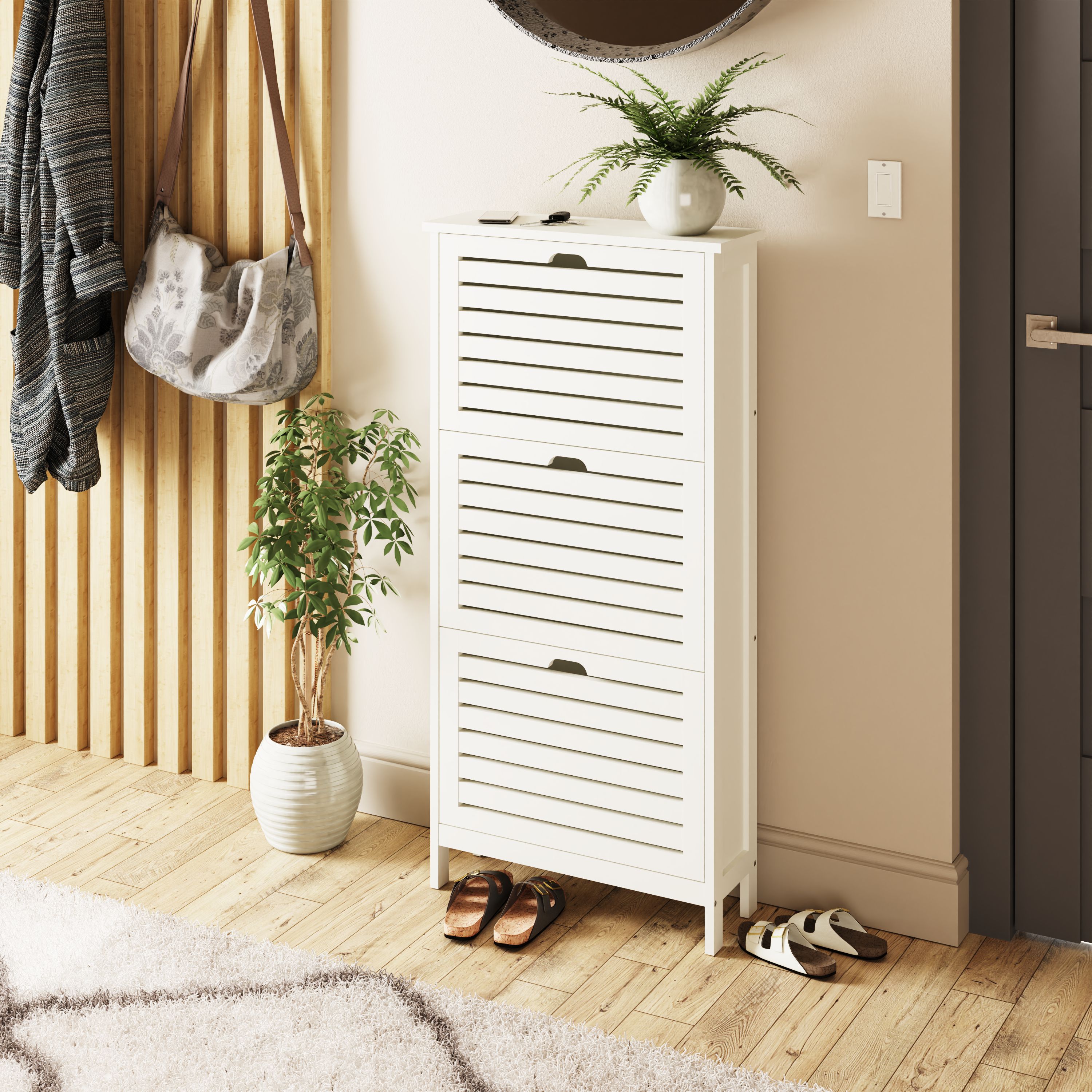 Bergen Three Tier Shoe Cabinet White - Campbell Craft