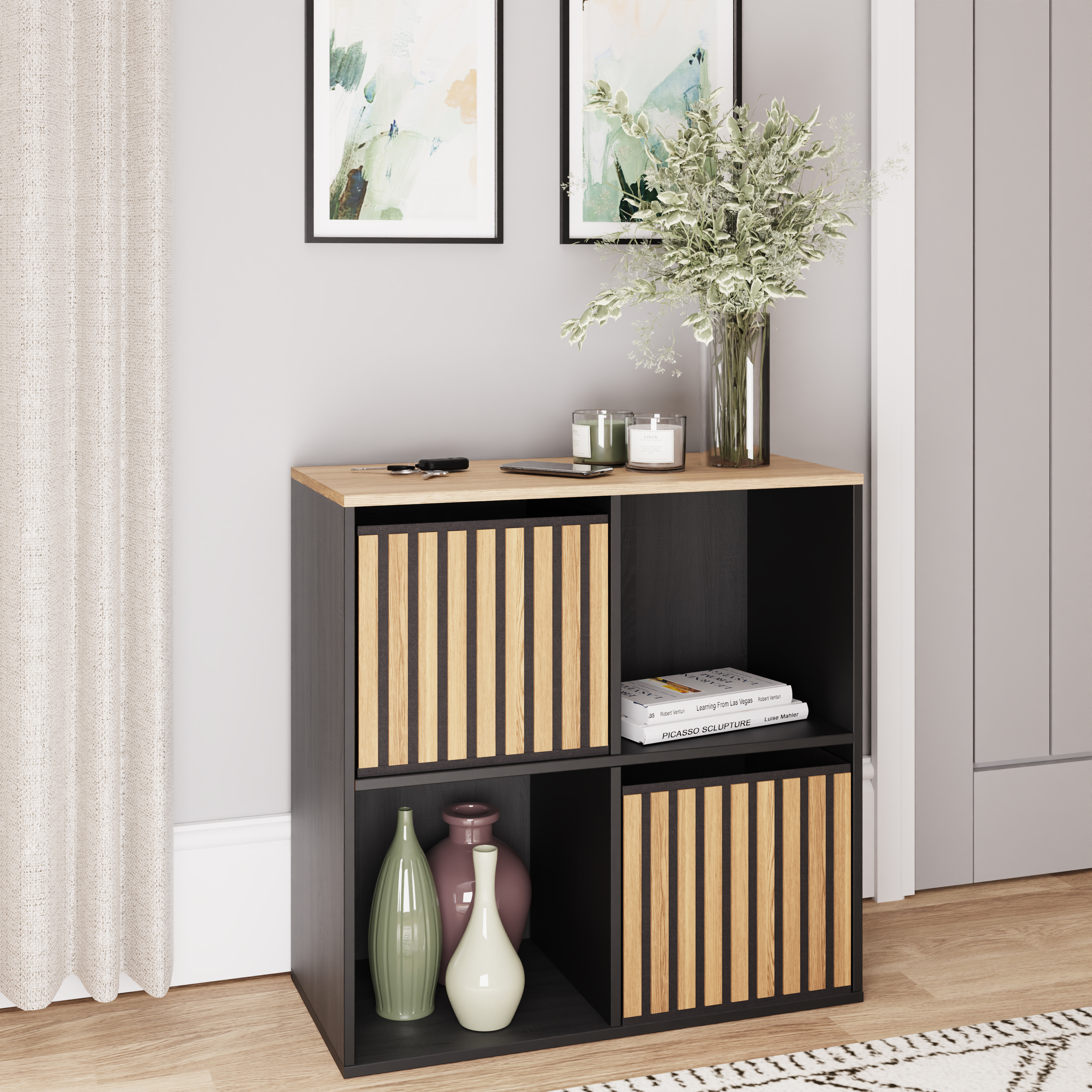 KUBIX 2X2 Storage KUBIX Black/Medium Oak - Campbell Craft