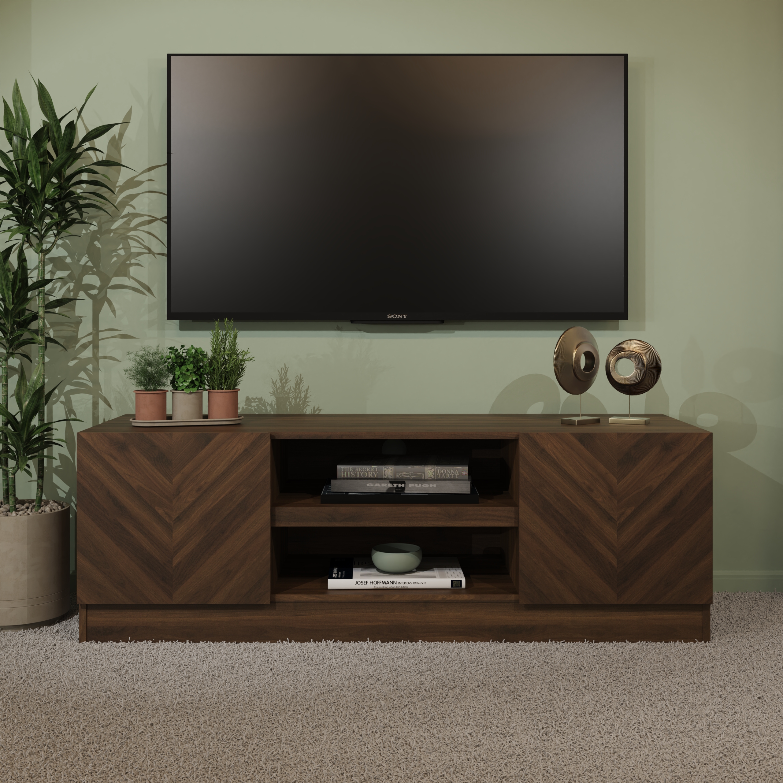 Quattro 2 Door Tv Unit - Royal Walnut - Campbell Craft