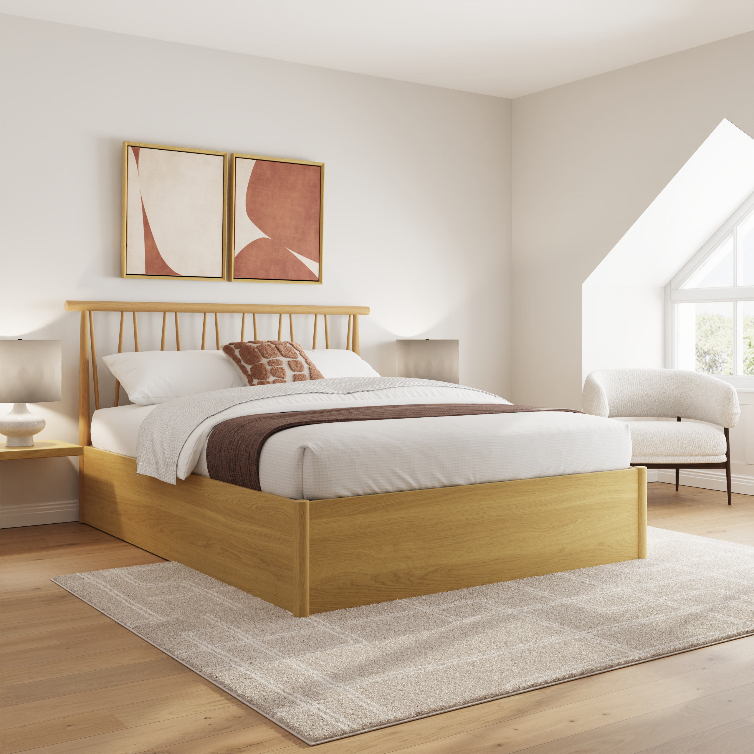 Kingsize Bed - FUZAN 5ft Ottoman Oak - Campbell Craft