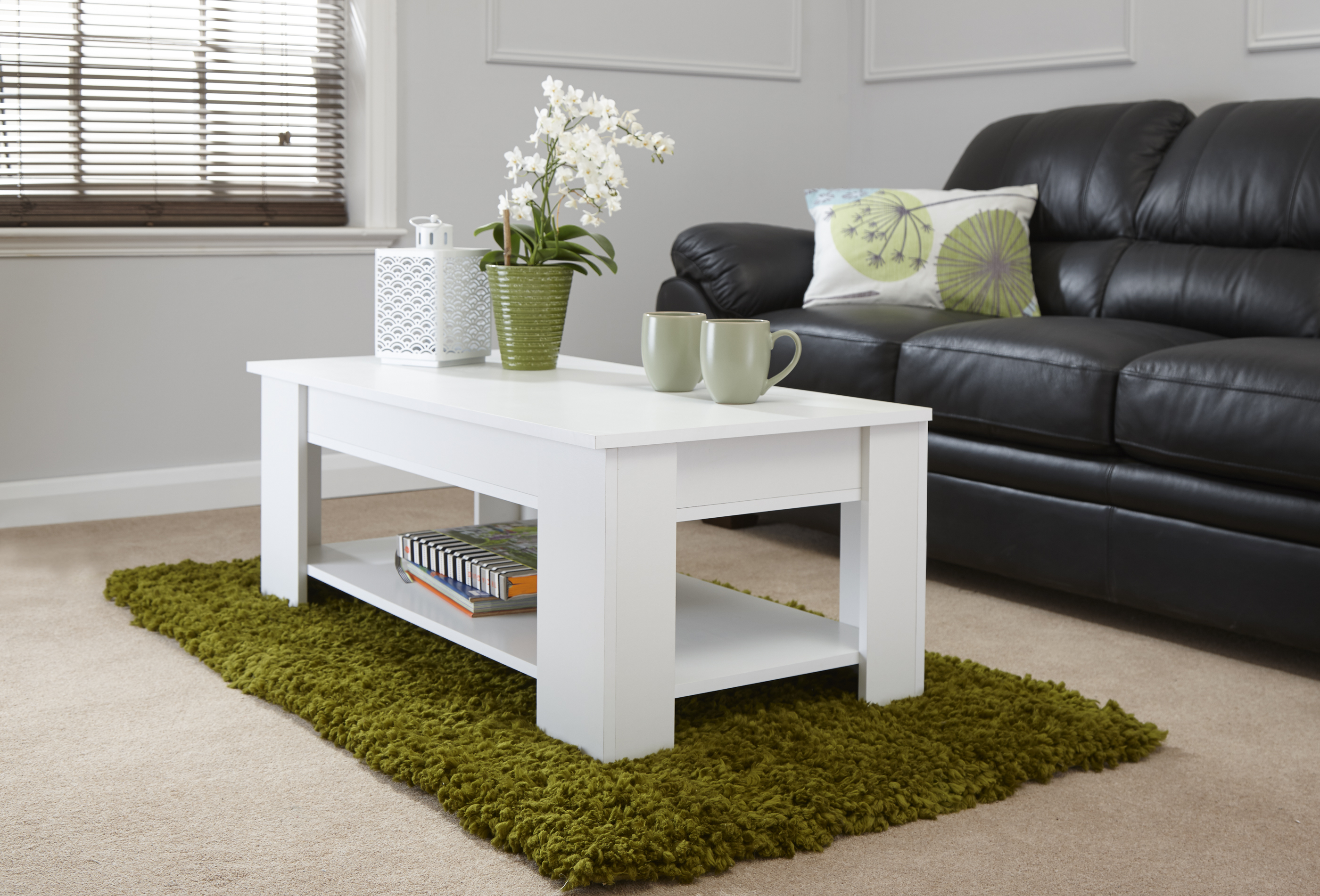 Lift Up Coffee Table - White - Campbell Craft