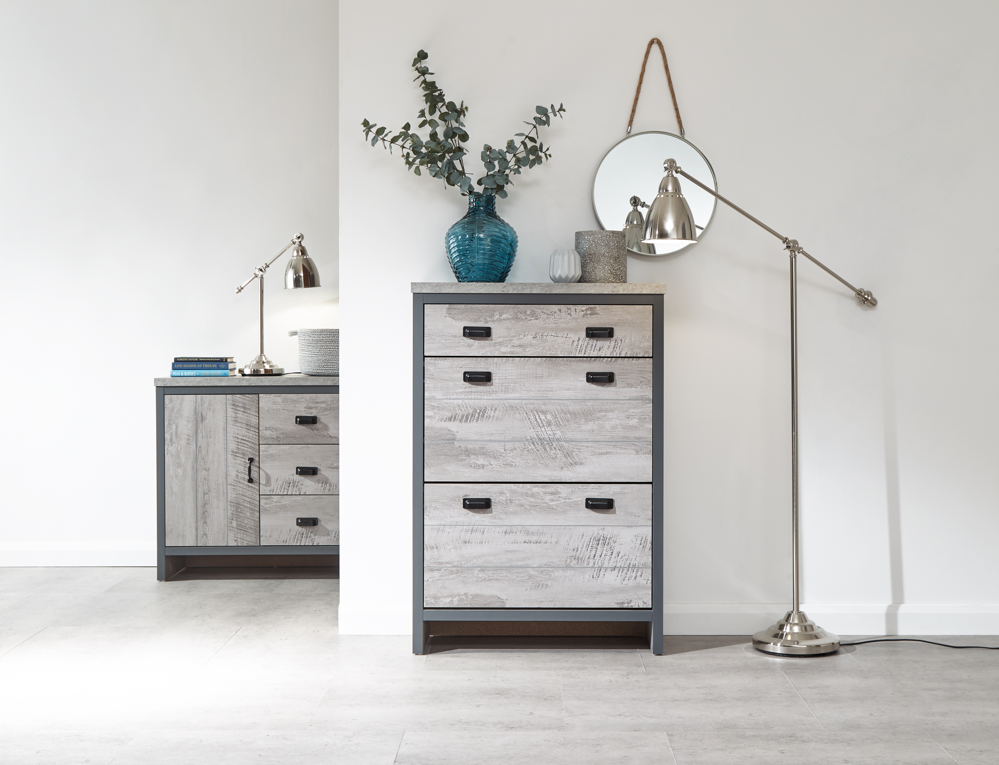 Boston 2 Tier 1 Drawer Shoe Cabinet Grey - Campbell Craft