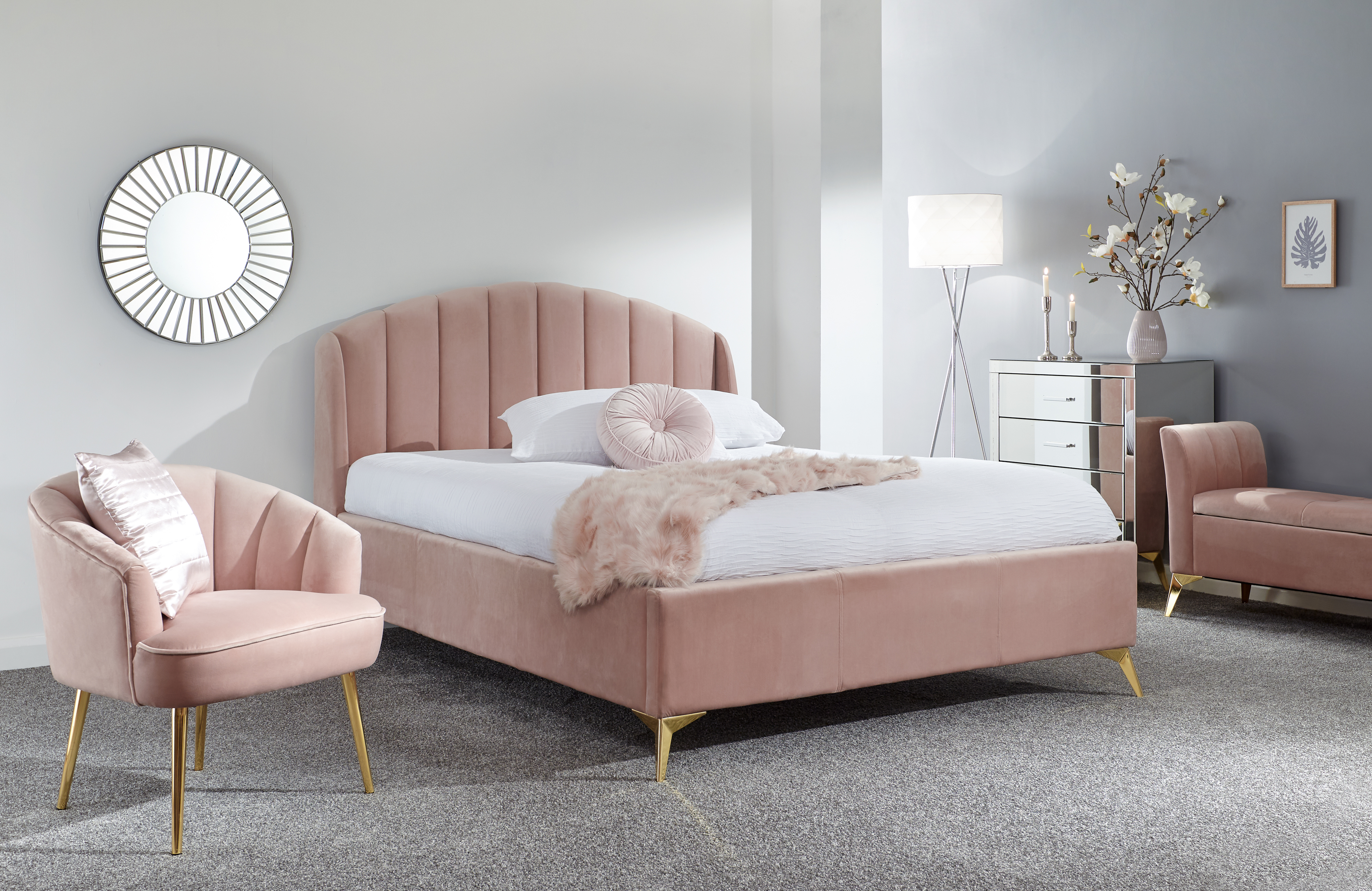 Pettine End Lift Ottoman Blush Pink Bed - Kingsize - Campbell Craft