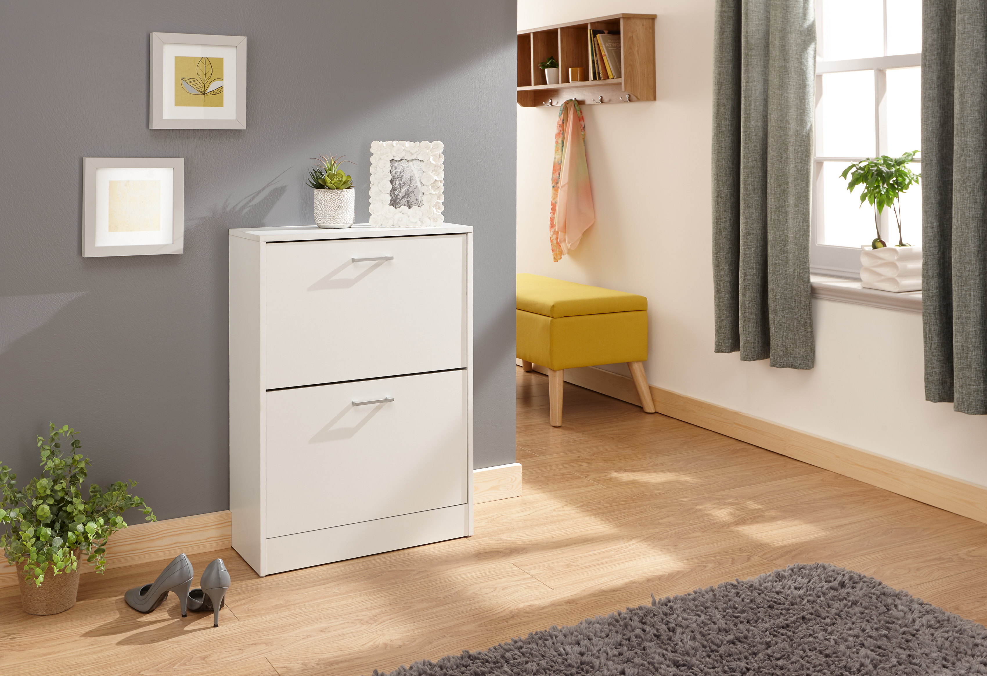 Stirling Two Tier Shoe Cabinet White - Campbell Craft
