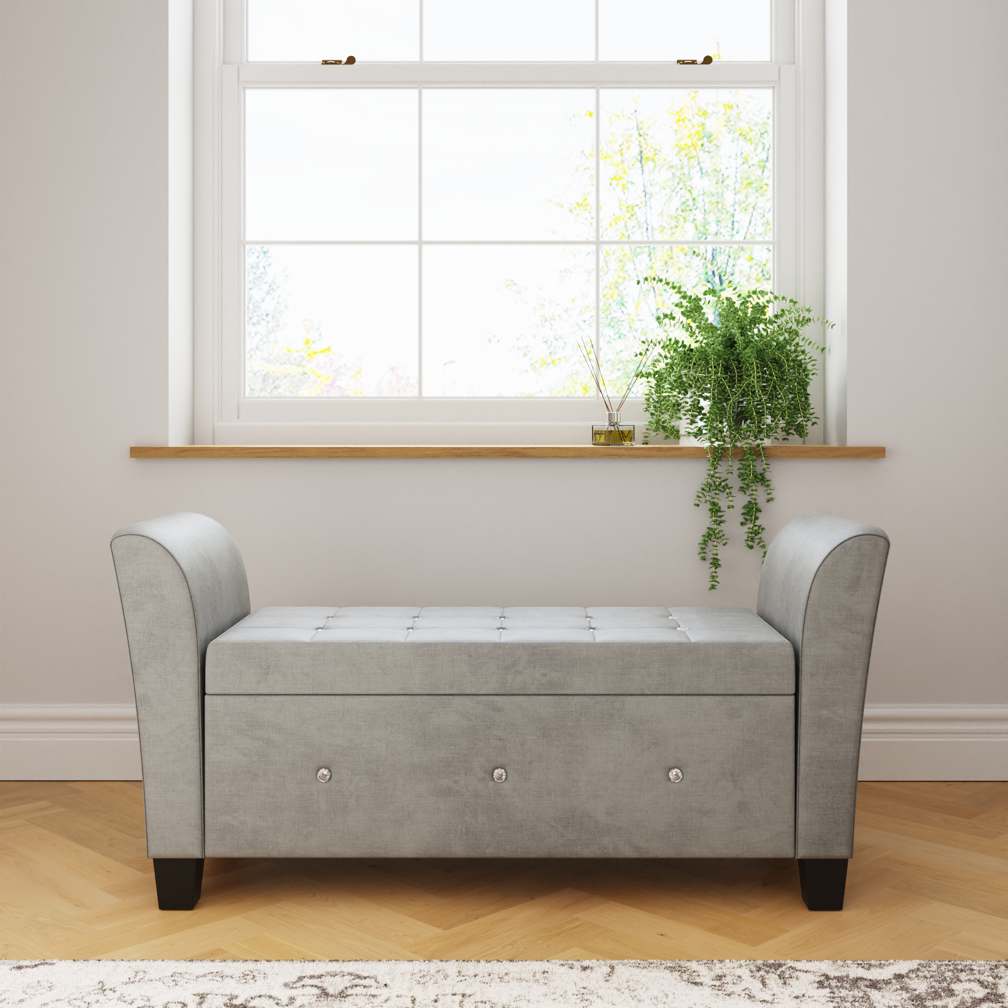 Verona Diamante Window Seat Grey Chenille - Campbell Craft