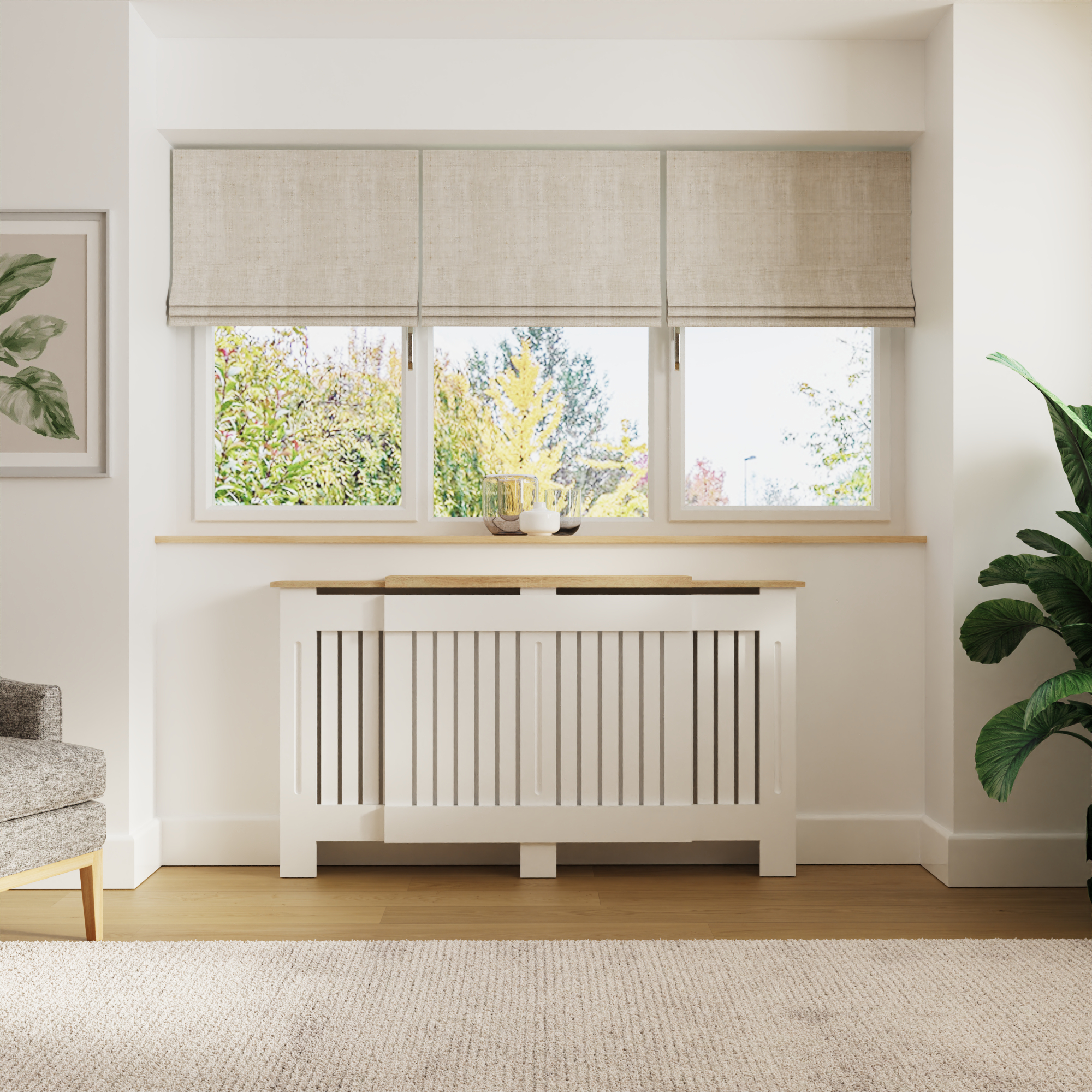LORIX Adjustable Radiator Cover with Top Shelf - White - Campbell Craft