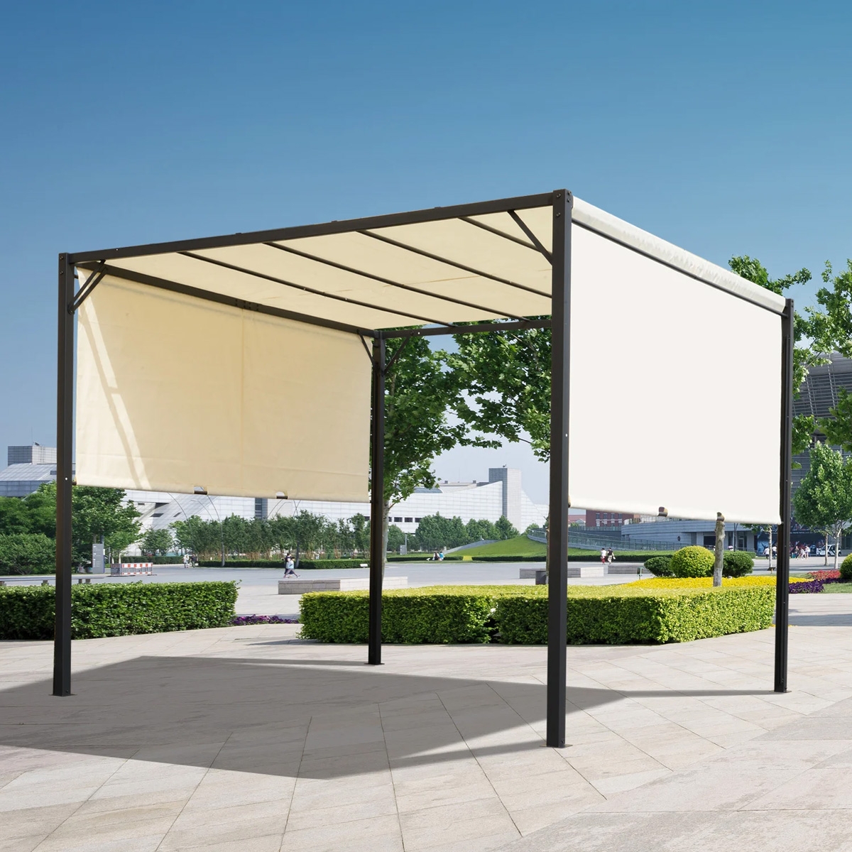 Retractable Pergola Canopy - Cream / White - The Garden Savant