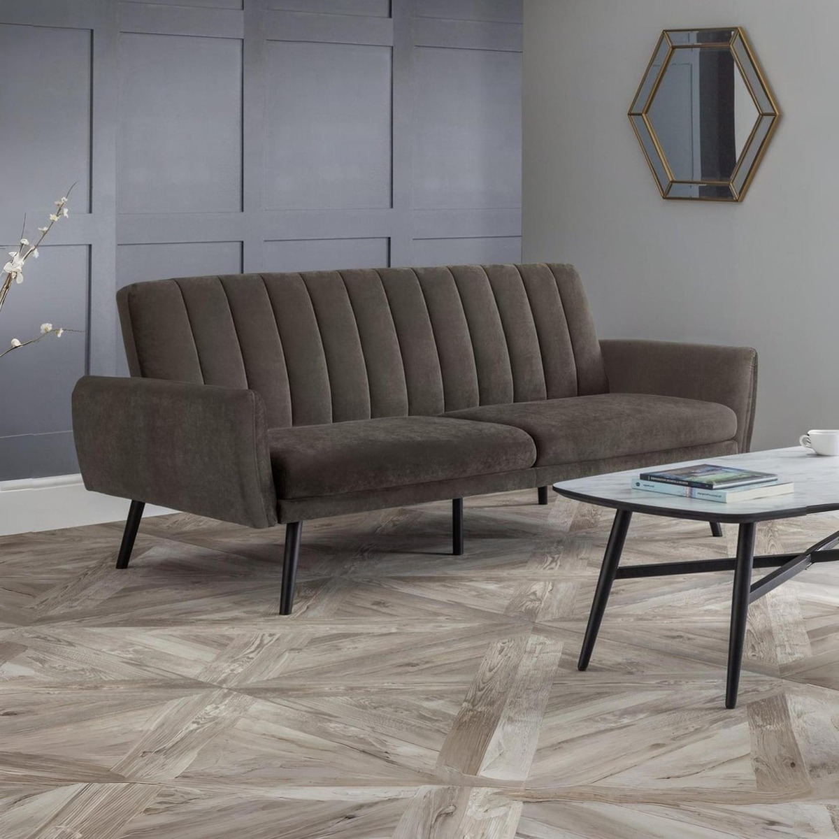 Afina Upholstered Sofabed - Grey - JB Collections
