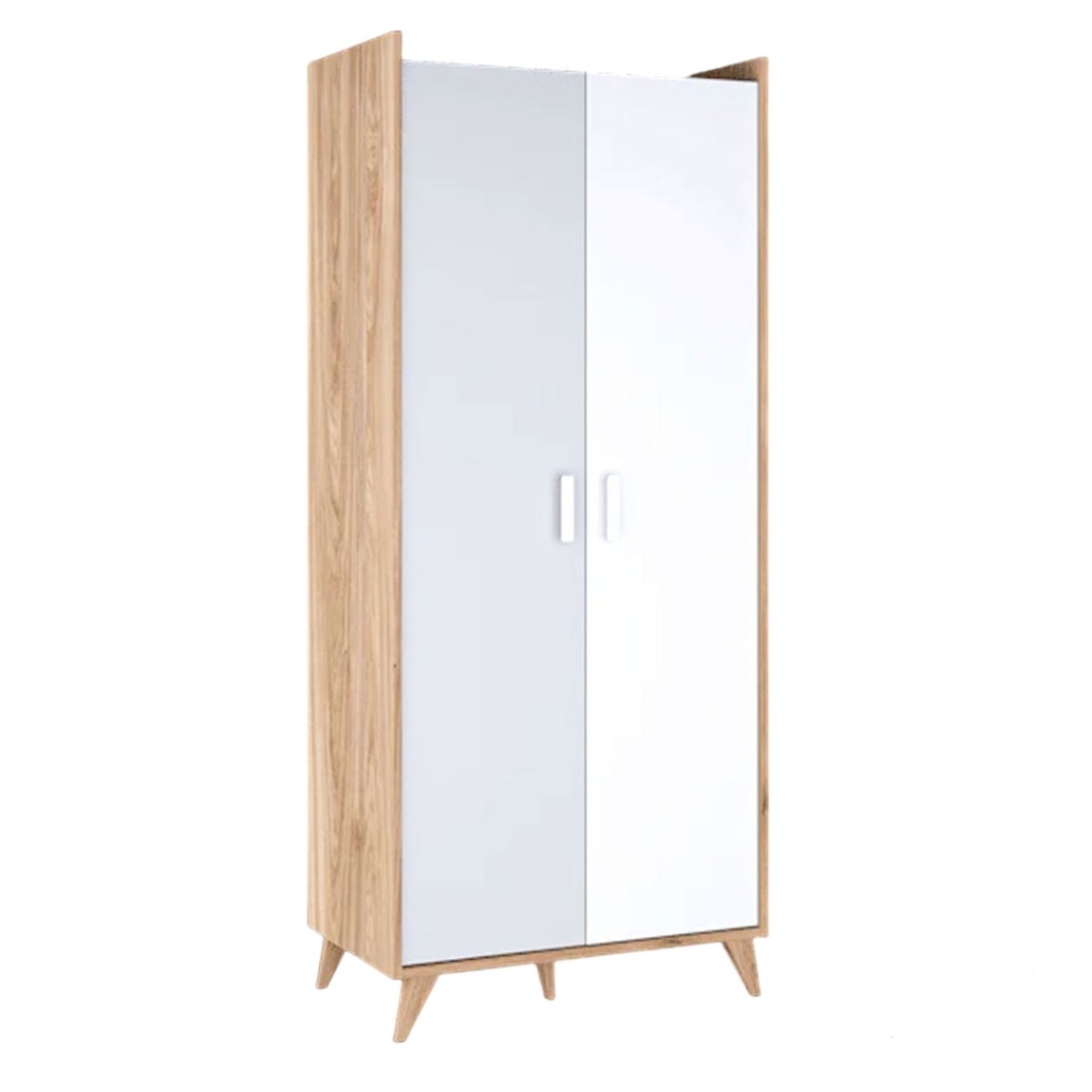 Wardrobe - MOIRA 2 Door Wardrobe Oak Castello and White 85cm - Art Nest
