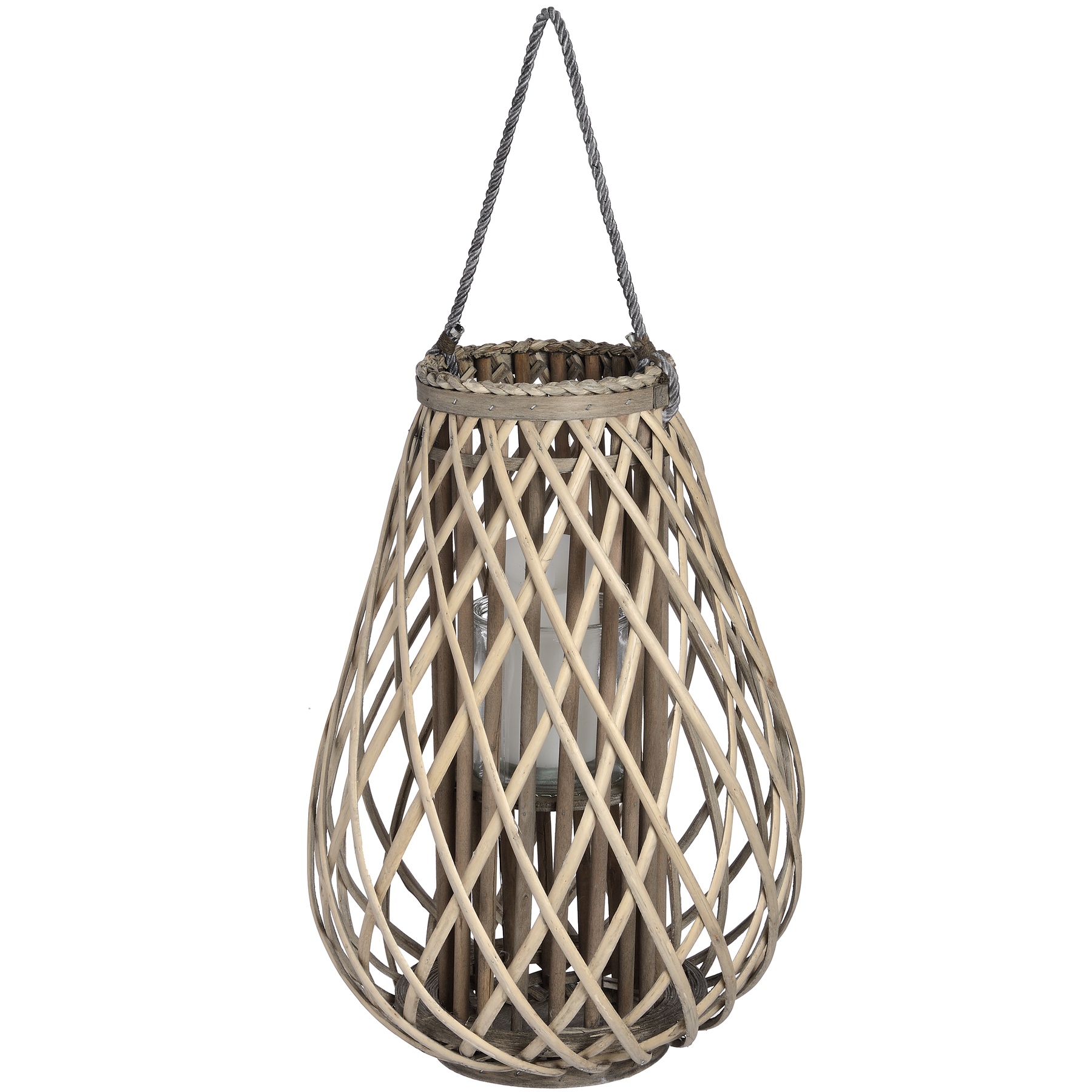 Wicker Bulbous Lantern - Large - Corinthia Corner