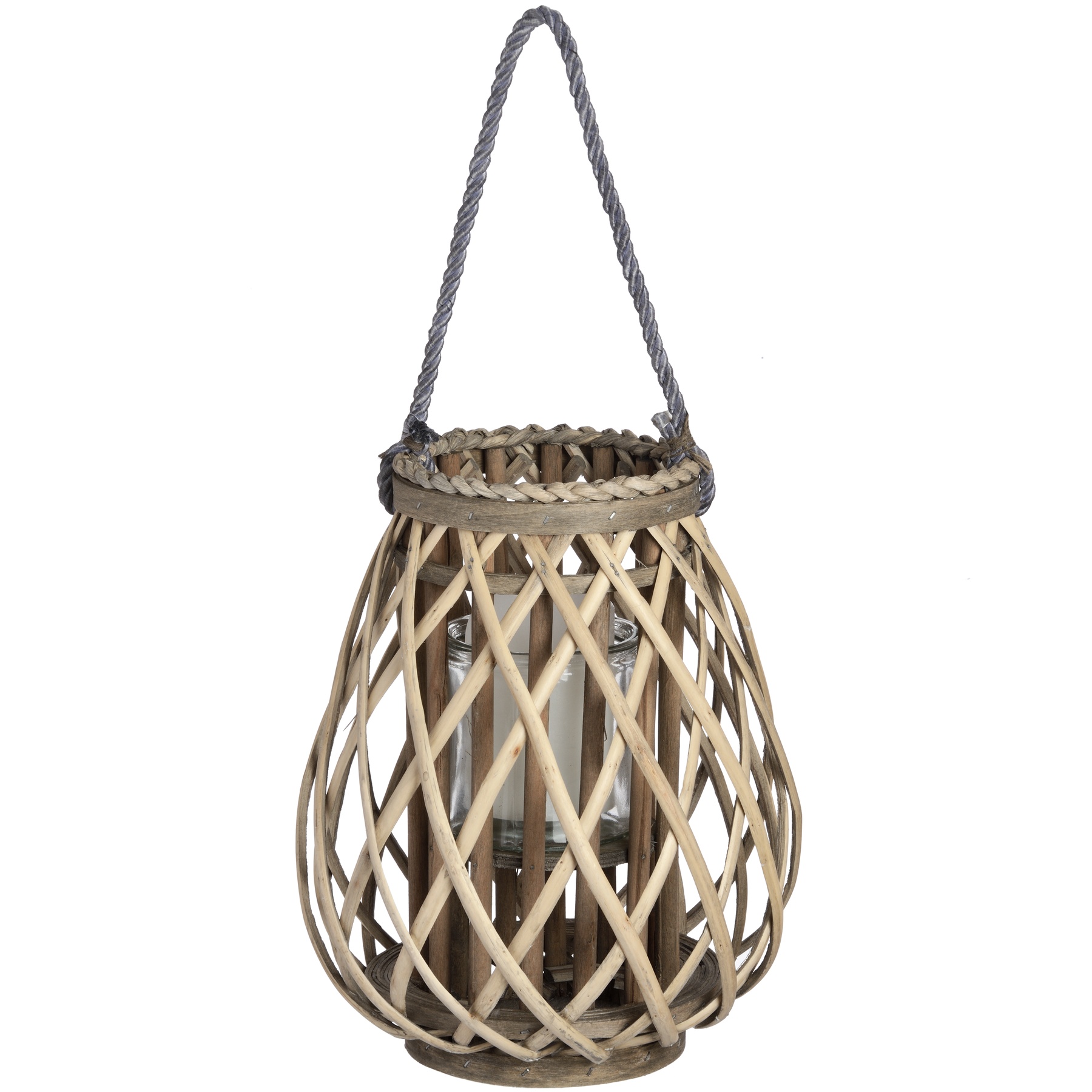 Wicker Bulbous Lantern - Small - Corinthia Corner