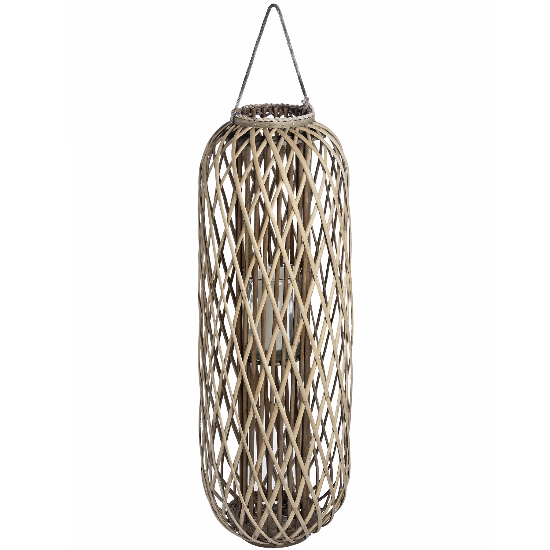 Huge Standing Wicker Lantern - Brown - Corinthia Corner