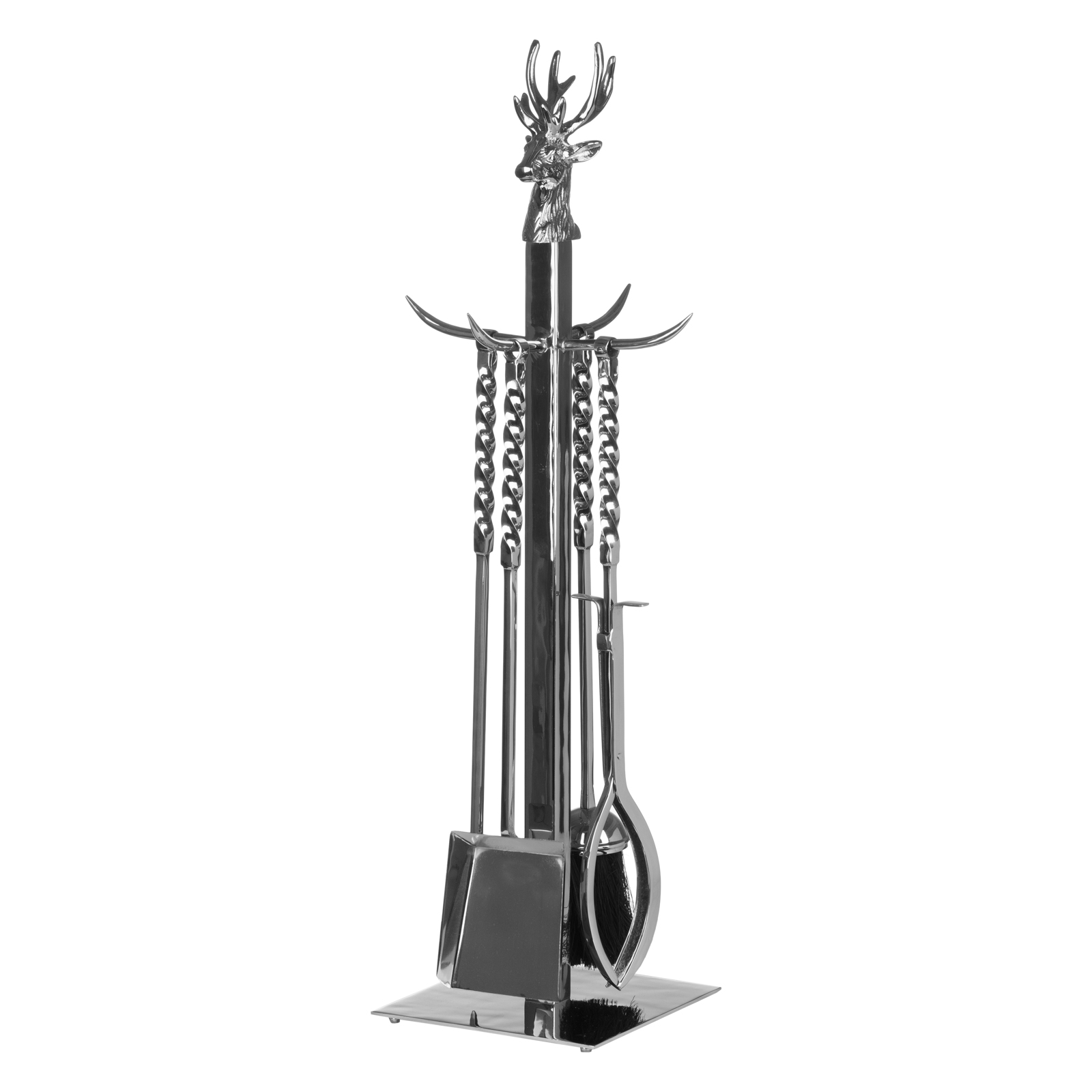 Polished Nickel Hand Turned Stag Companion Set - Corinthia Corner