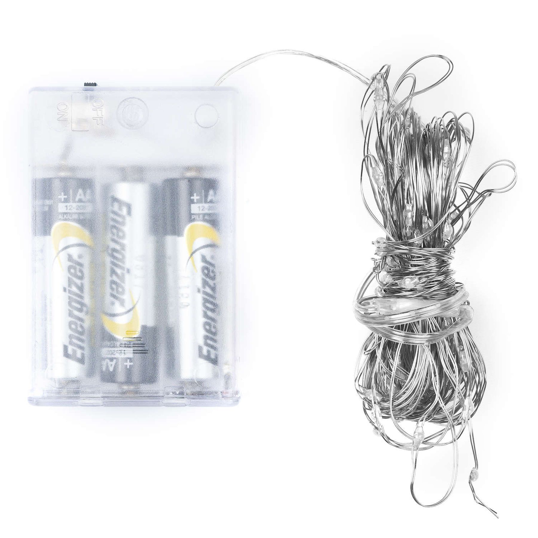 LED Battery 100 Micro Lights Wire 10m - Silver - Corinthia Corner