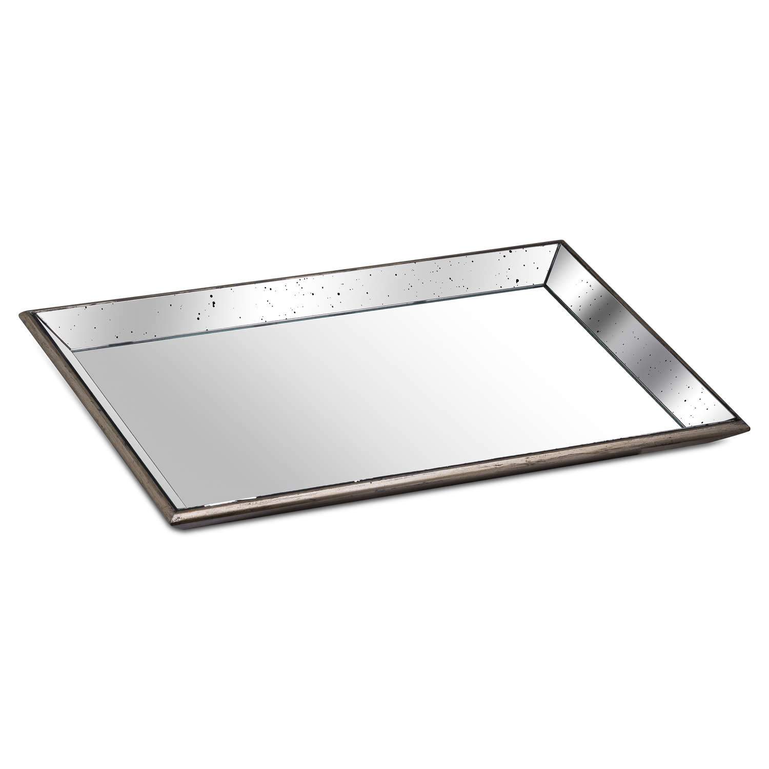 Master Distressed Large Mirrored Tray With Wooden Detailing - Brown, Gold - Corinthia Corner