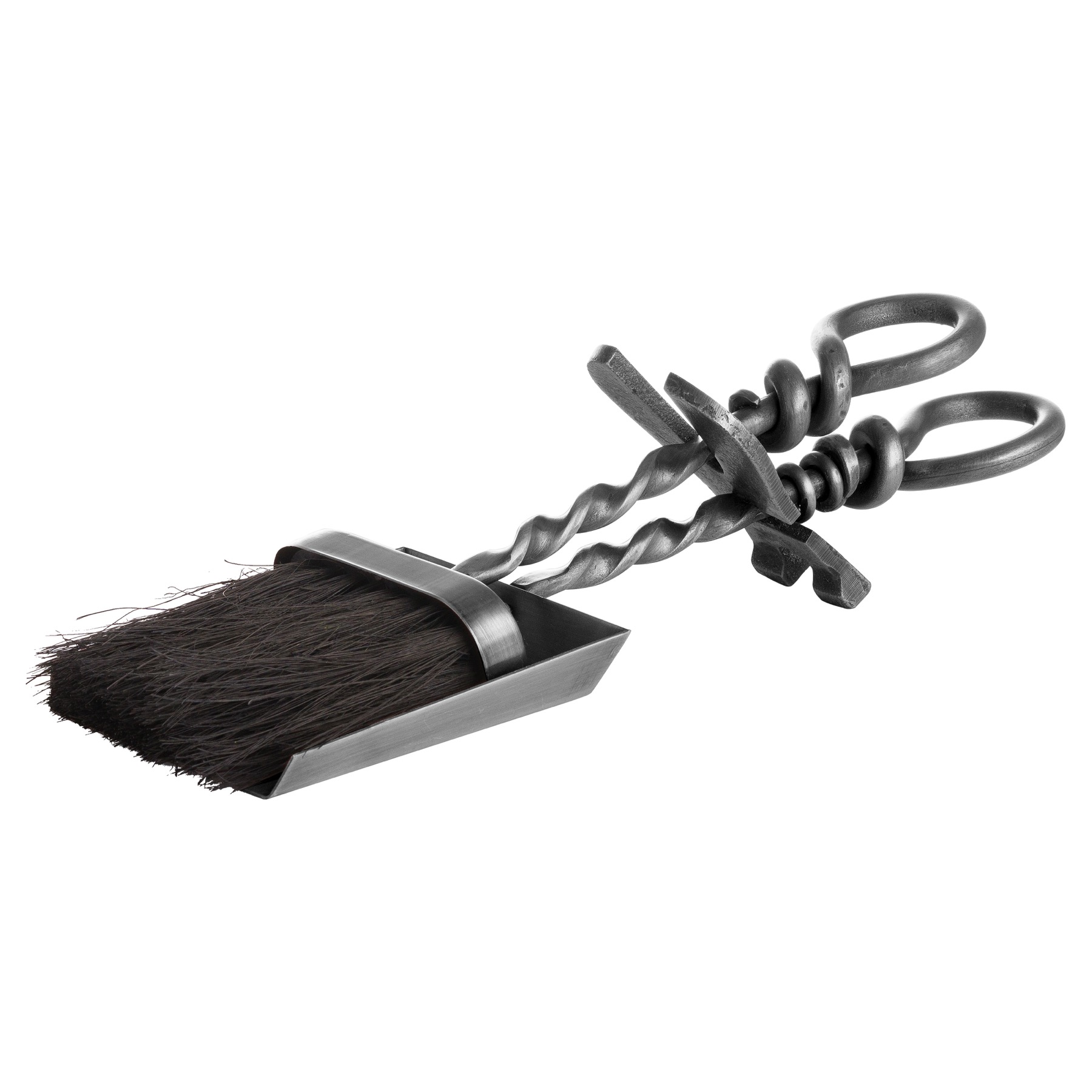 Hearth Tidy Set With Hand Turned Loop Handle - Silver - Corinthia Corner