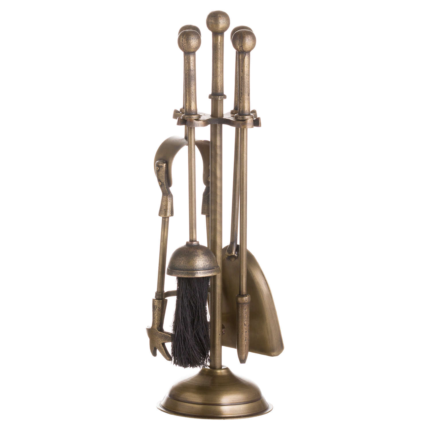 Ball Topped Companion Set - Antique Brass