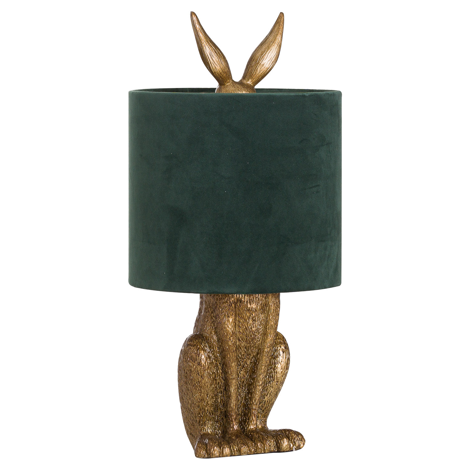 Hare Table Lamp With Green Velvet Shade - Antique Gold - Corinthia Corner