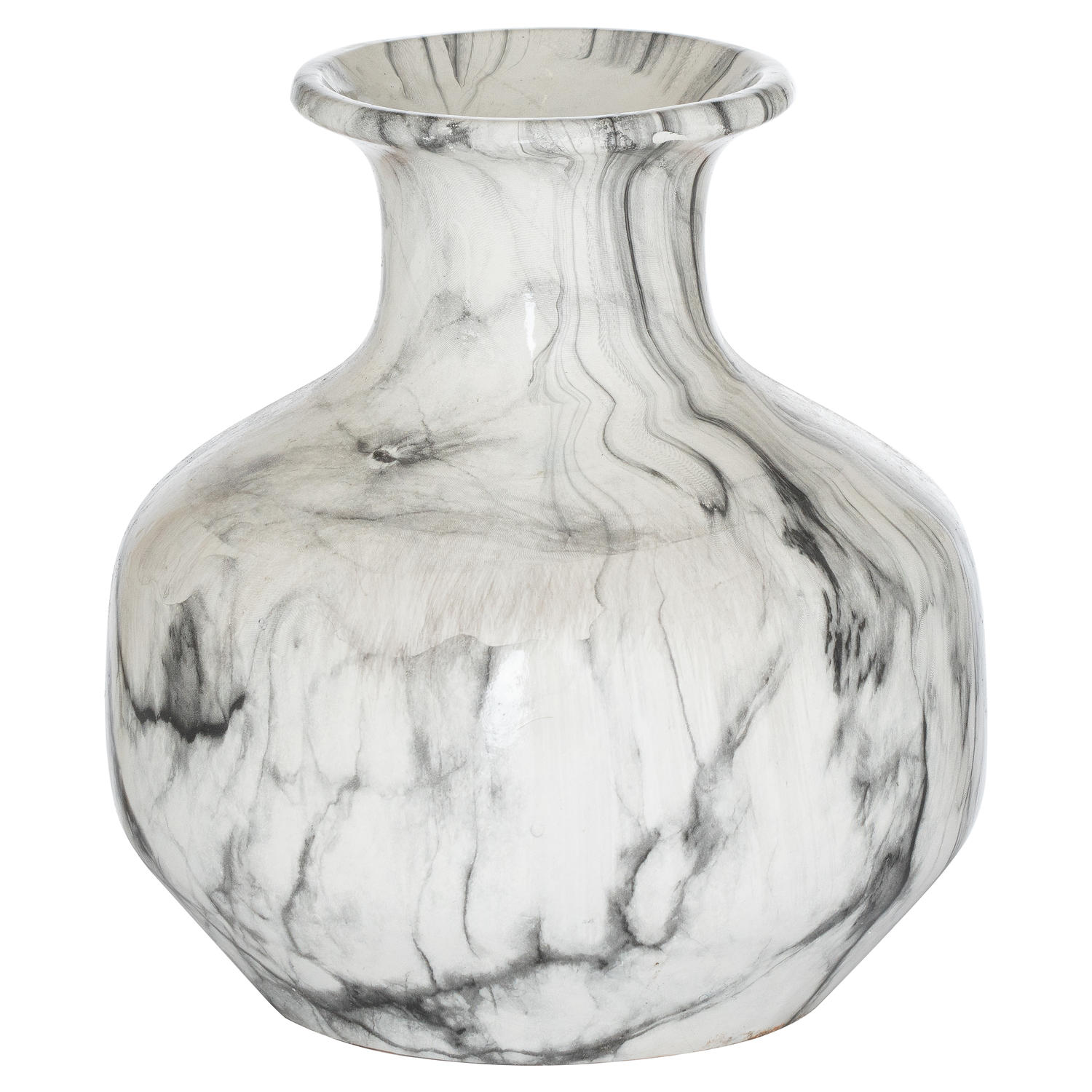 Marble Squat Vase - White - Corinthia Corner